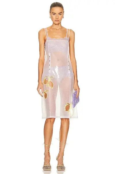 Bottega Veneta o1n1vont1225 Lemon Sheer Jersey And Sequins Dress Size XS / US 0-2 / IT 36-38 - 2 Thumbnail