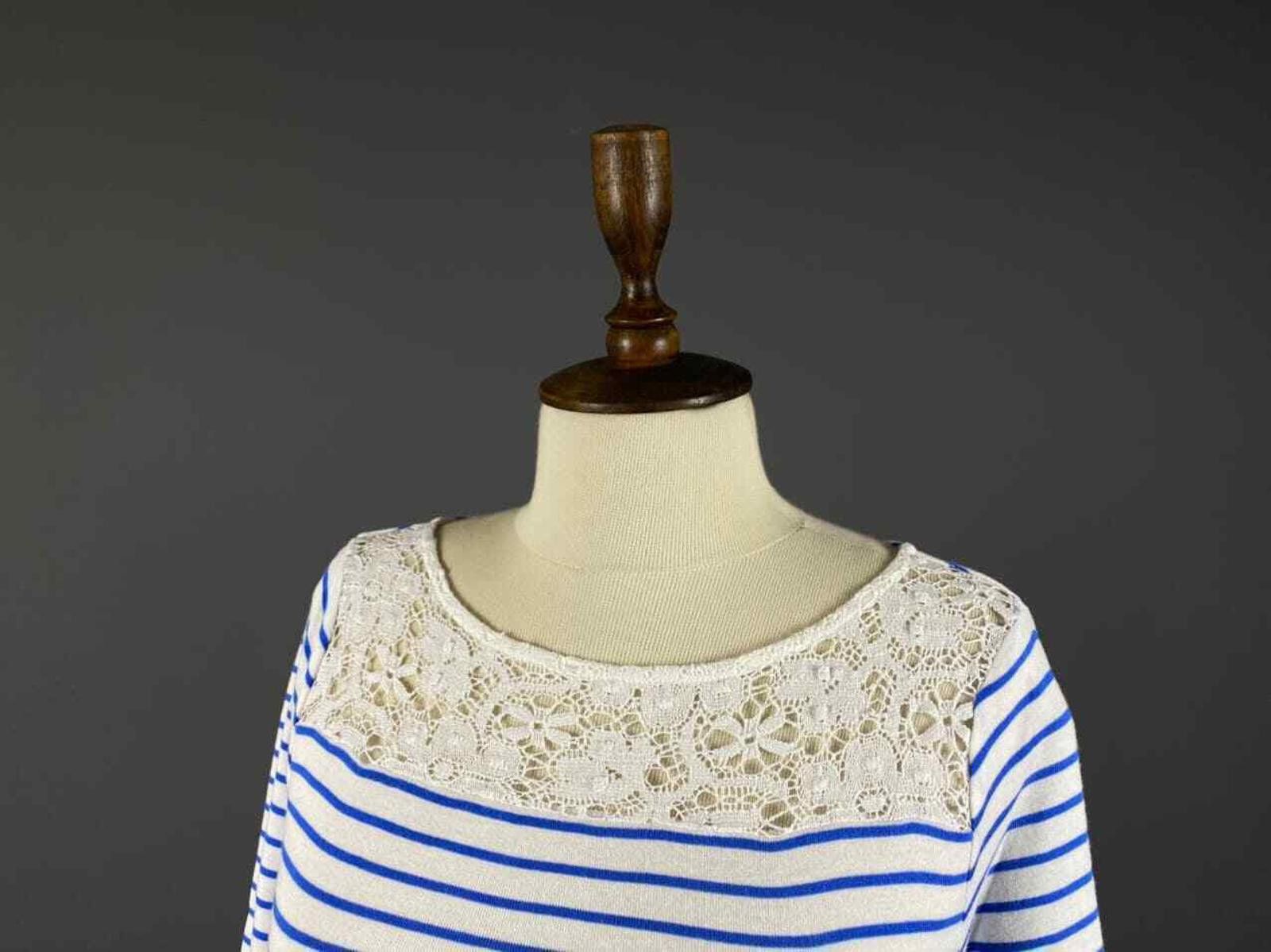 Lauren Ralph Lauren Ralph Lauren Striped 3/4 Sleeves Boat Neck Mesh Long Dress Size M / US 6-8 / IT 42-44 - 2 Thumbnail