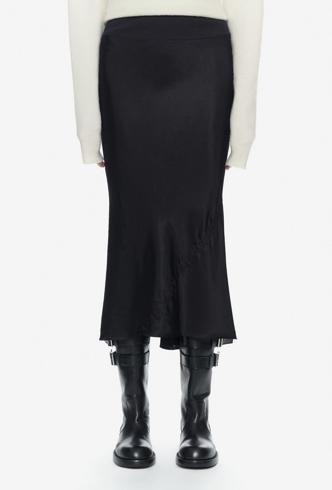 Rick Owens Last Rick Owens Black Midi Skirt in Cupro Size 30" / US 8 / IT 44 - 1 Thumbnail