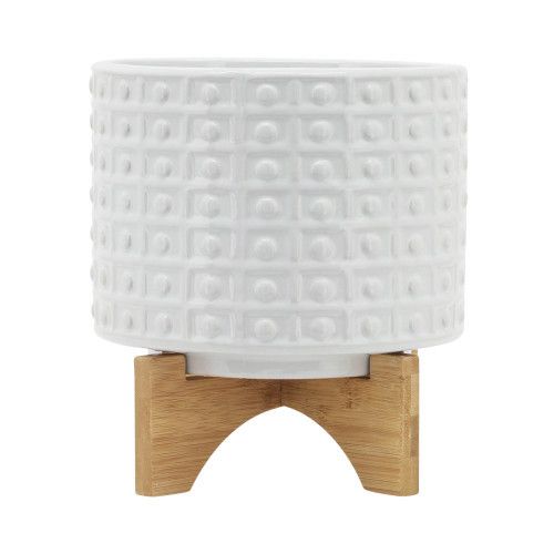 Designer × Homemade 8" DOTTED PLANTER W/ STAND, WHITE Size US L / EU 52-54 / 3 - 2 Thumbnail