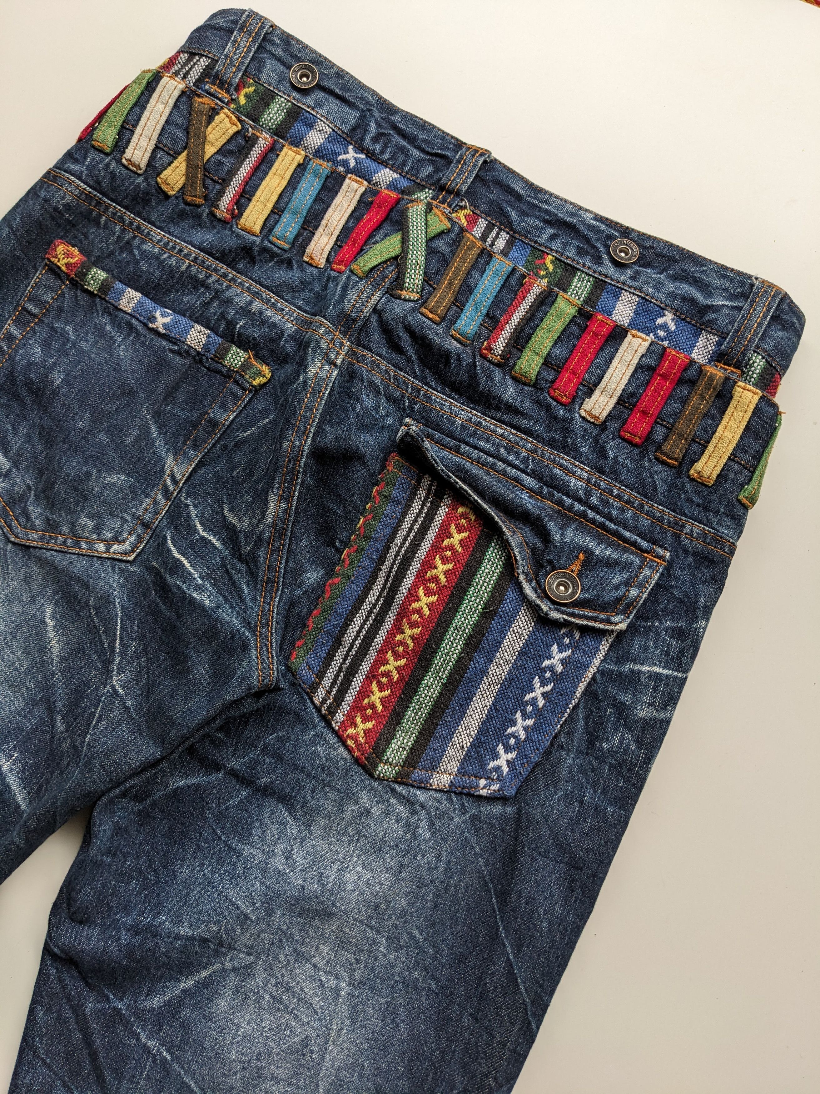 Japanese Brand Nylaus clawmark faded double waist jeans Size US 33 - 1 Thumbnail