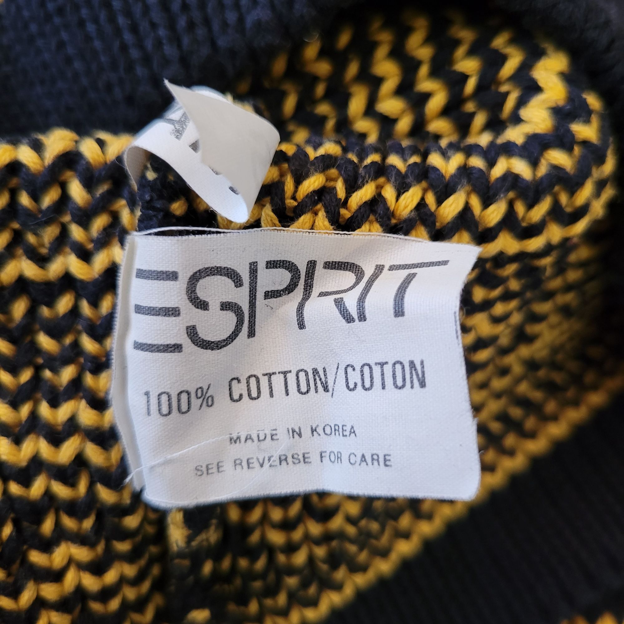 Esprit Vintage Esprit Sport Yellow Navy Blue Geometric Knit Cotton Size US M / EU 48-50 / 2 - 4 Thumbnail