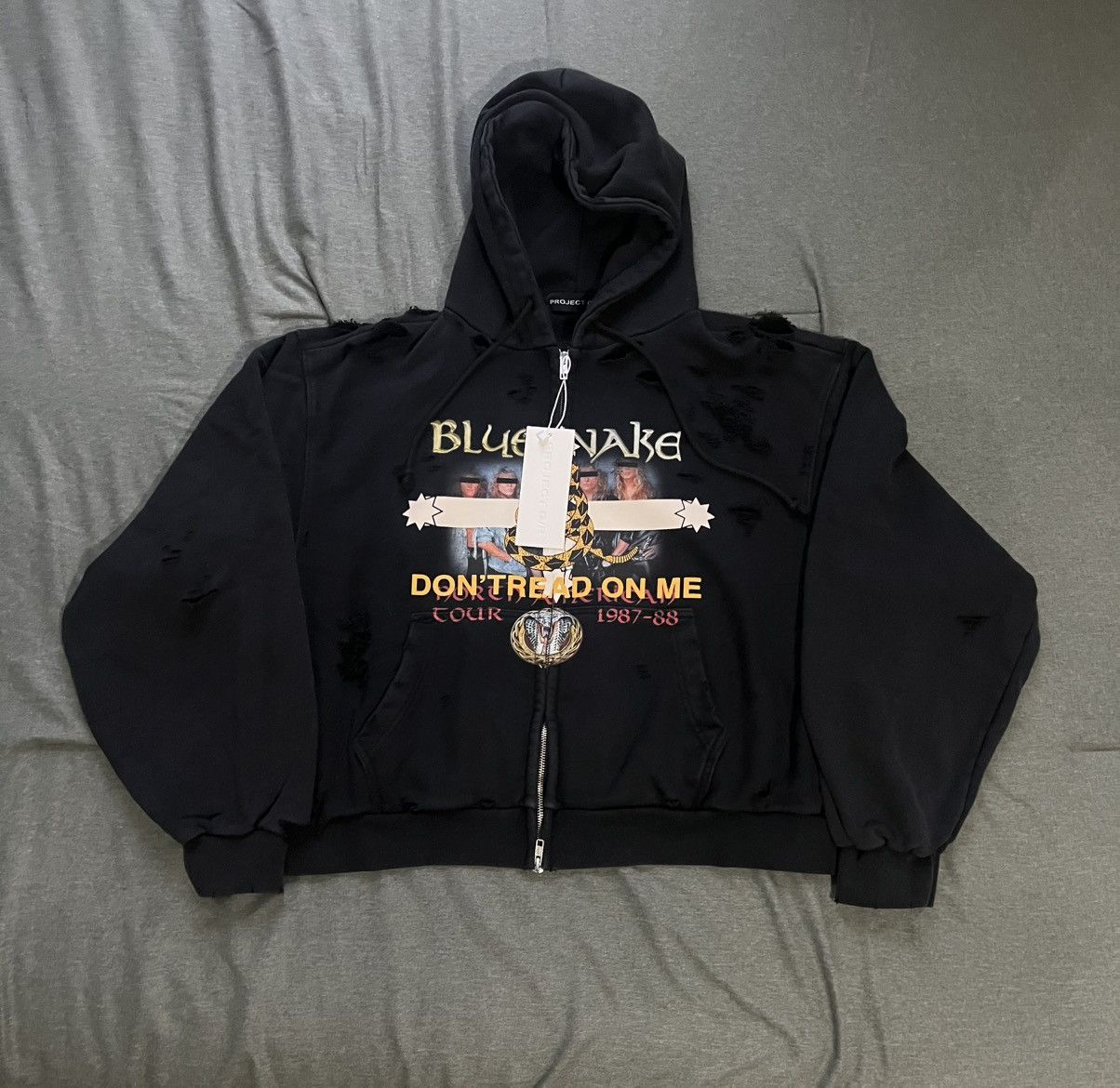 ★人気★【Project G/R】Bluesnake Washed Zip Hoodie★Black★ ☆人気☆【Project G/R】Bluesnake Washed Zip Hoodie☆Black☆