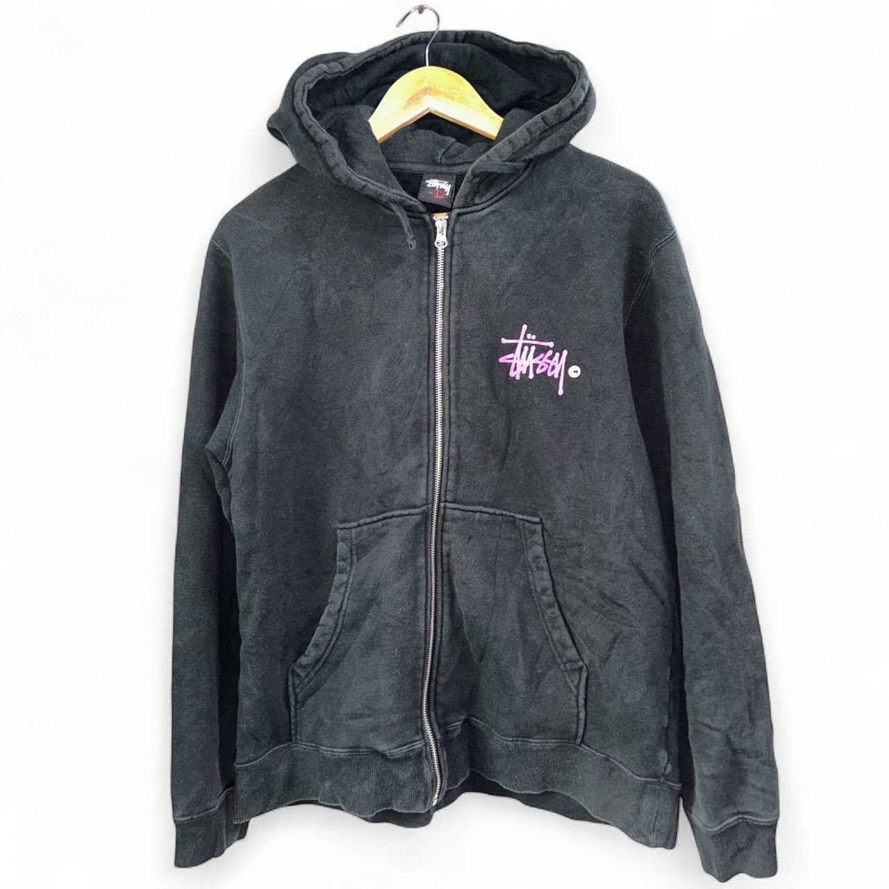 Stussy Basic Logo Zip Up Hoodie Size US L / EU 52-54 / 3 - 2 Thumbnail