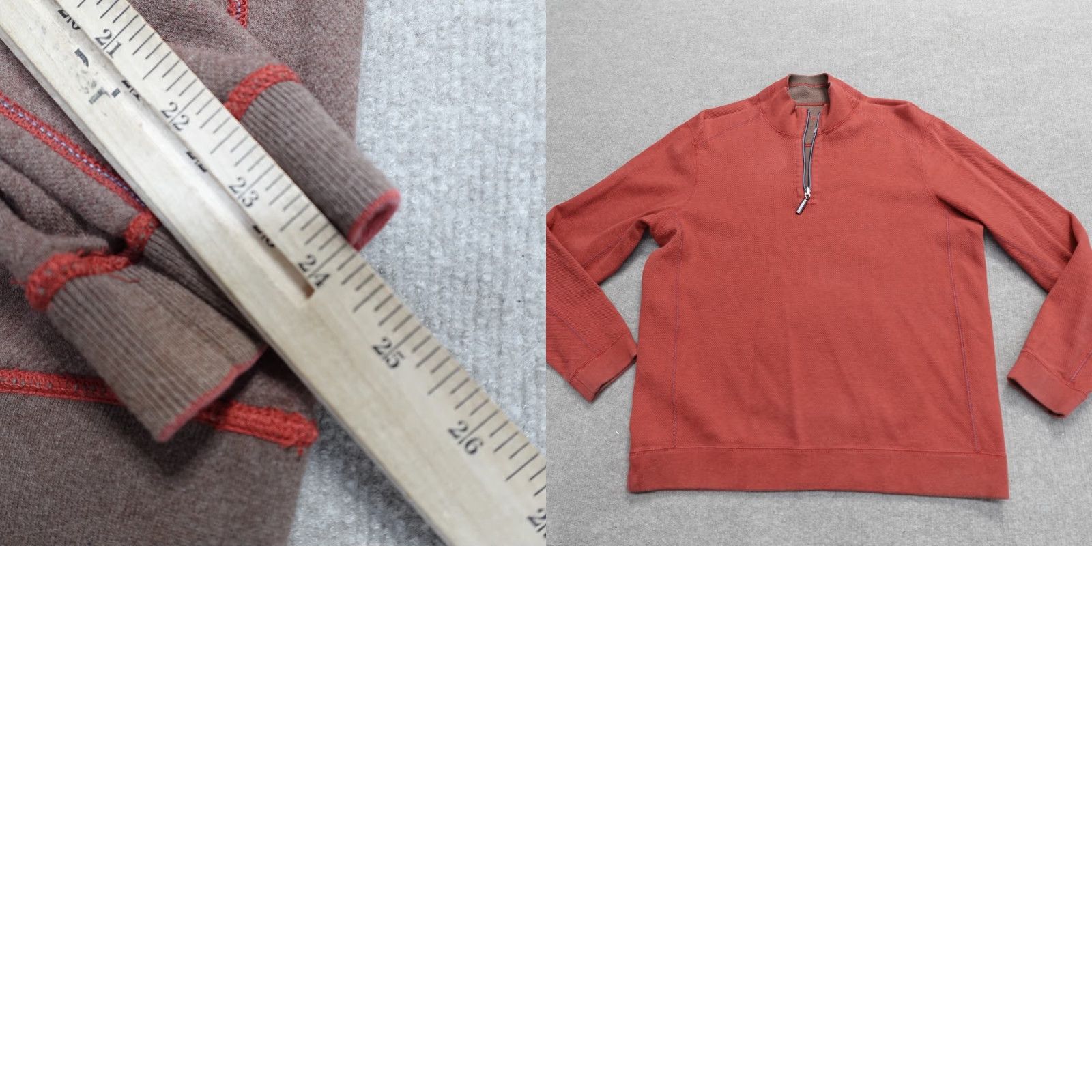 Tommy Bahama Tommy Bahama Sweater Reversible Knit Long Sleeve V-Neck 1/4 Zip Cotton Polyester M Brown Mens Regular Size US M / EU 48-50 / 2 - 8 Thumbnail