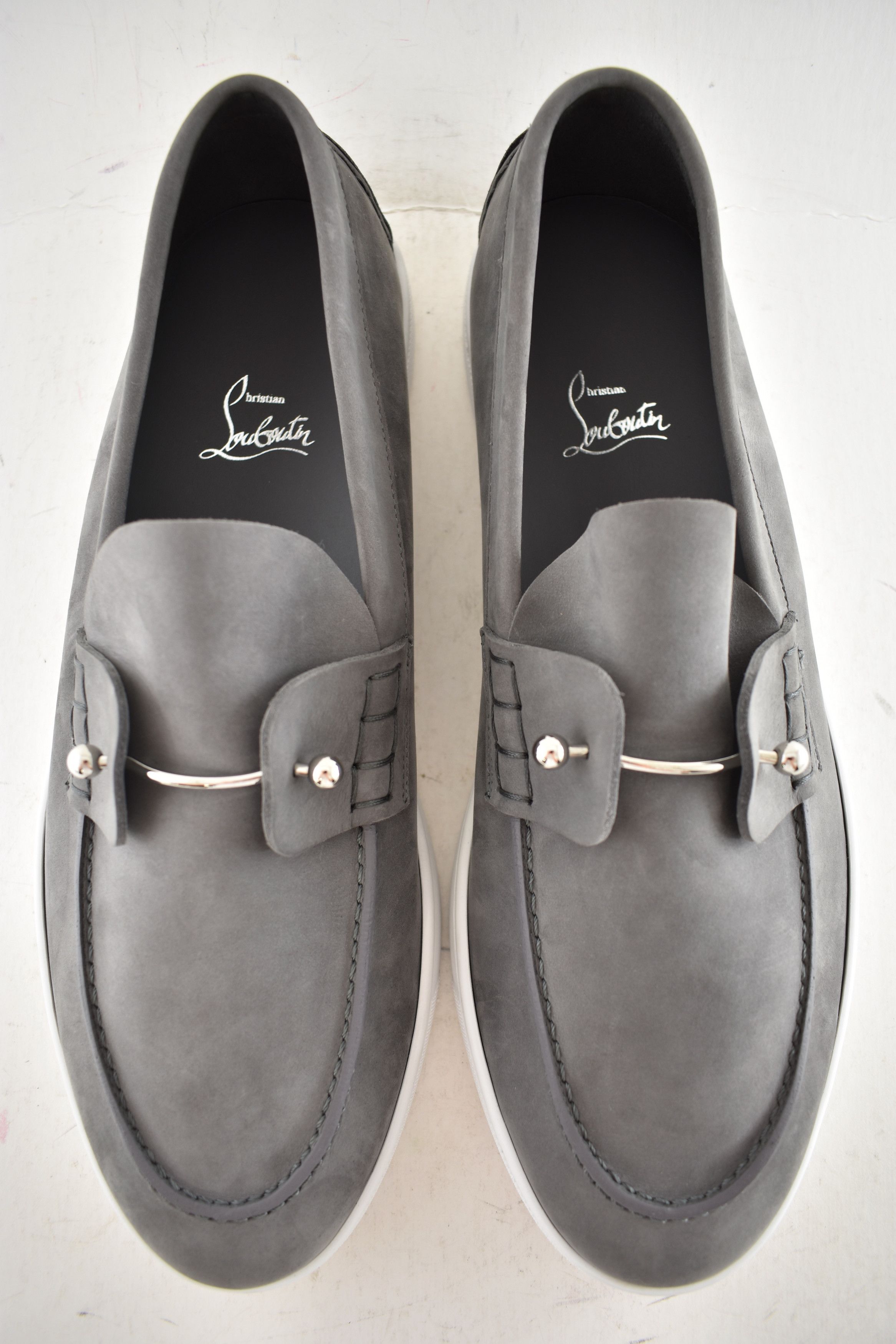 Christian Louboutin Mens Chambeliboat Flat Smoky Grey Loafer Sneaker Boat 45 12 Size US 12 / EU 45 - 11 Thumbnail