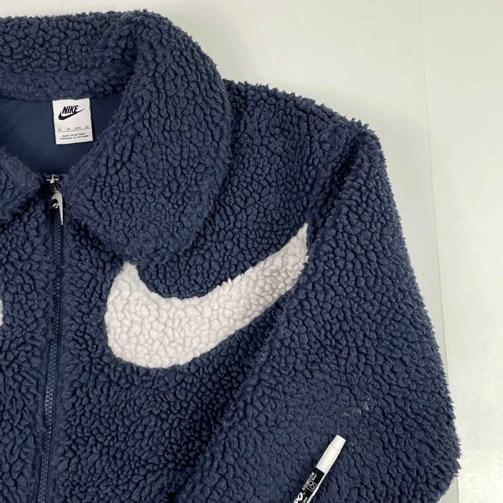 Nike Nike Jacket Womens XS Blue Swoosh Sherpa Fleece Oversized Boxy Full Zip Size XS / US 0-2 / IT 36-38 - 3 Thumbnail