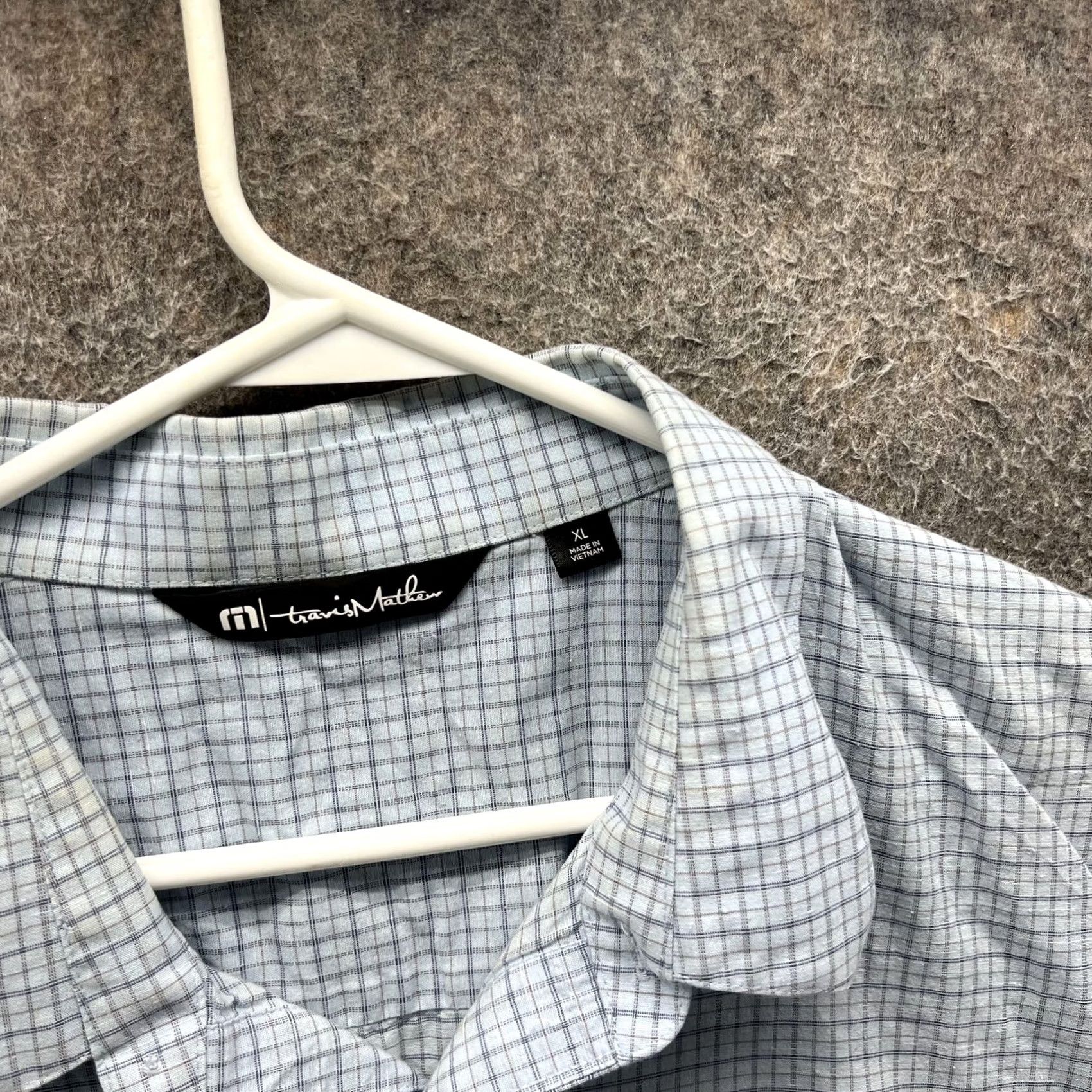 TravisMathew Travis Mathew Shirt Mens XL Blue Check Short Sleeve Button Front Casual Woven Size US XL / EU 56 / 4 - 2 Thumbnail