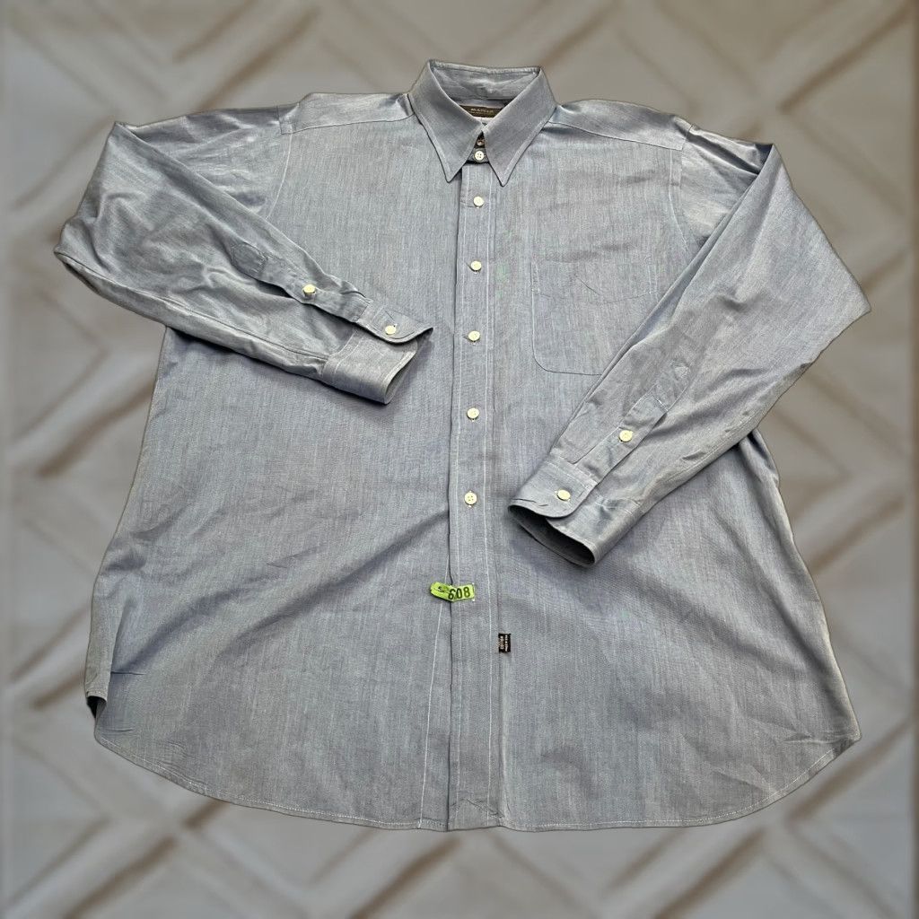 Neiman Marcus VINTAGE Neiman Marcus Dress Shirt Men 16 34 Long Sleeve Blue 100% Cotton Business Casual Classic USA Size 34R - 1 Thumbnail