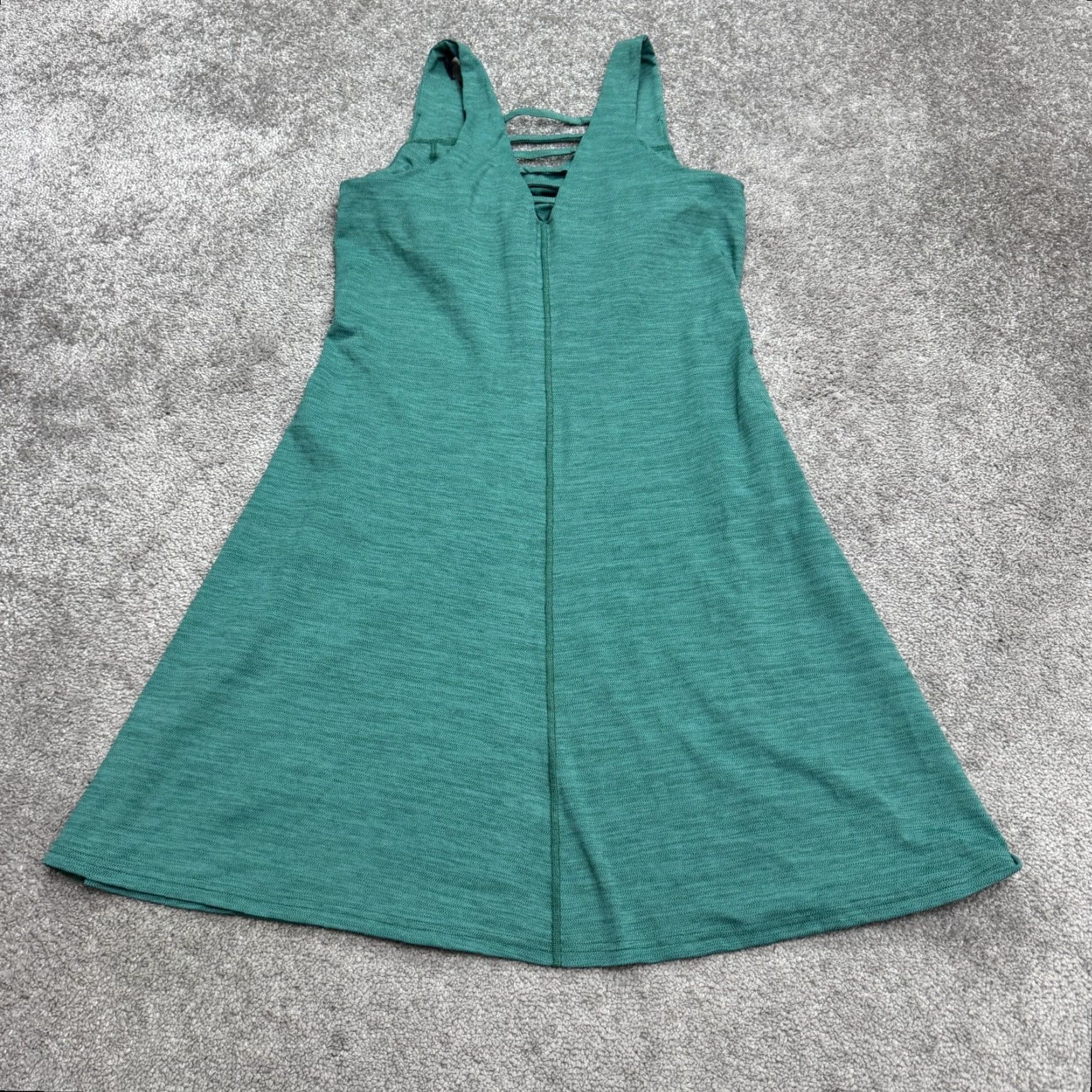 Toad&Co Toad&Co Tech Tomboy A-Line Tank Dress Women M Green Sleeveless Zip Pocket V-Neck Casual Knit Lightweight Pockets Solid Short Dress Size M / US 6-8 / IT 42-44 - 2 Thumbnail