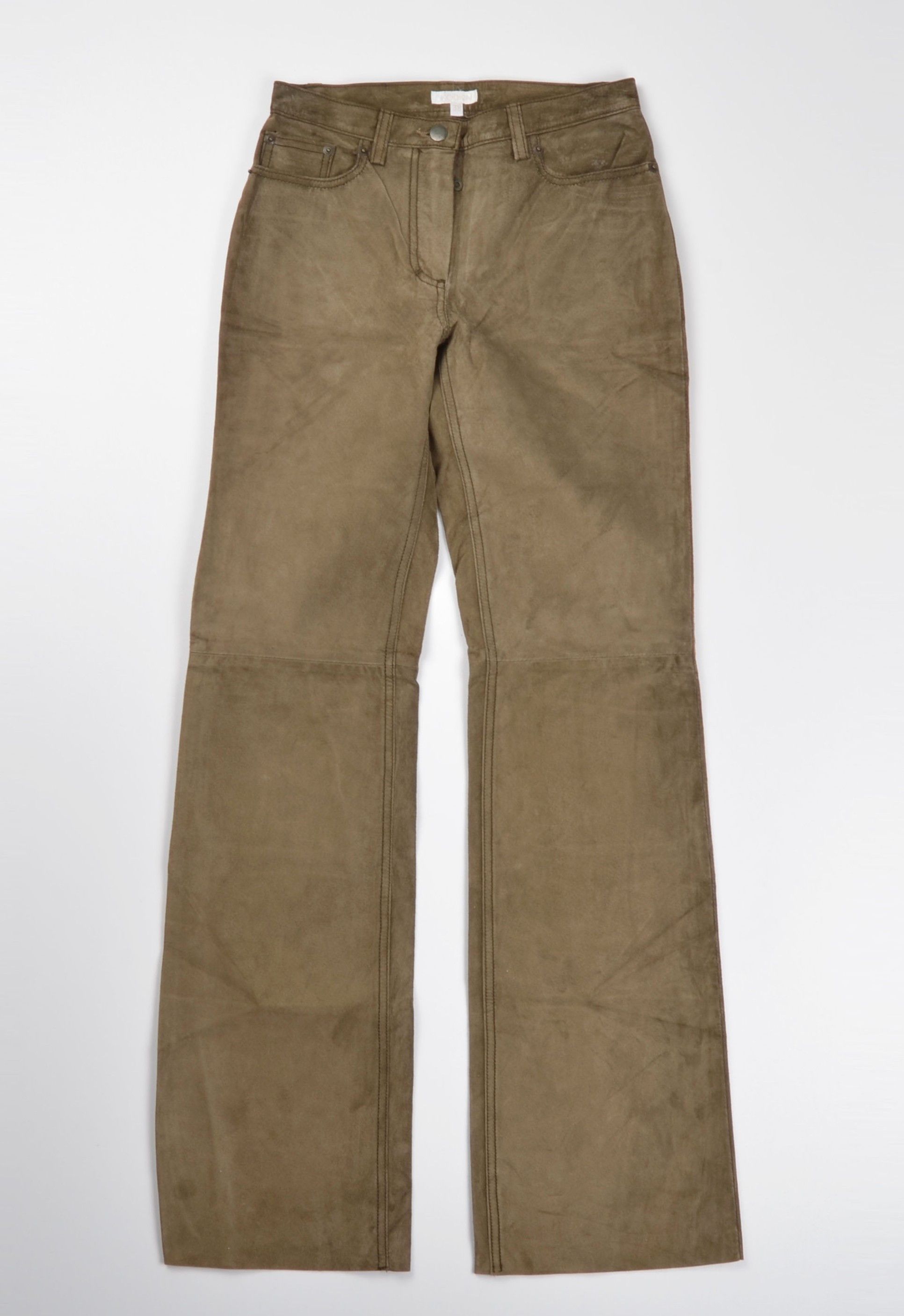 Other Vintage Kookai Y2K Genuine Leather Khaki Wide Leg Pants Size 26" / US 2 / IT 38 - 1 Thumbnail