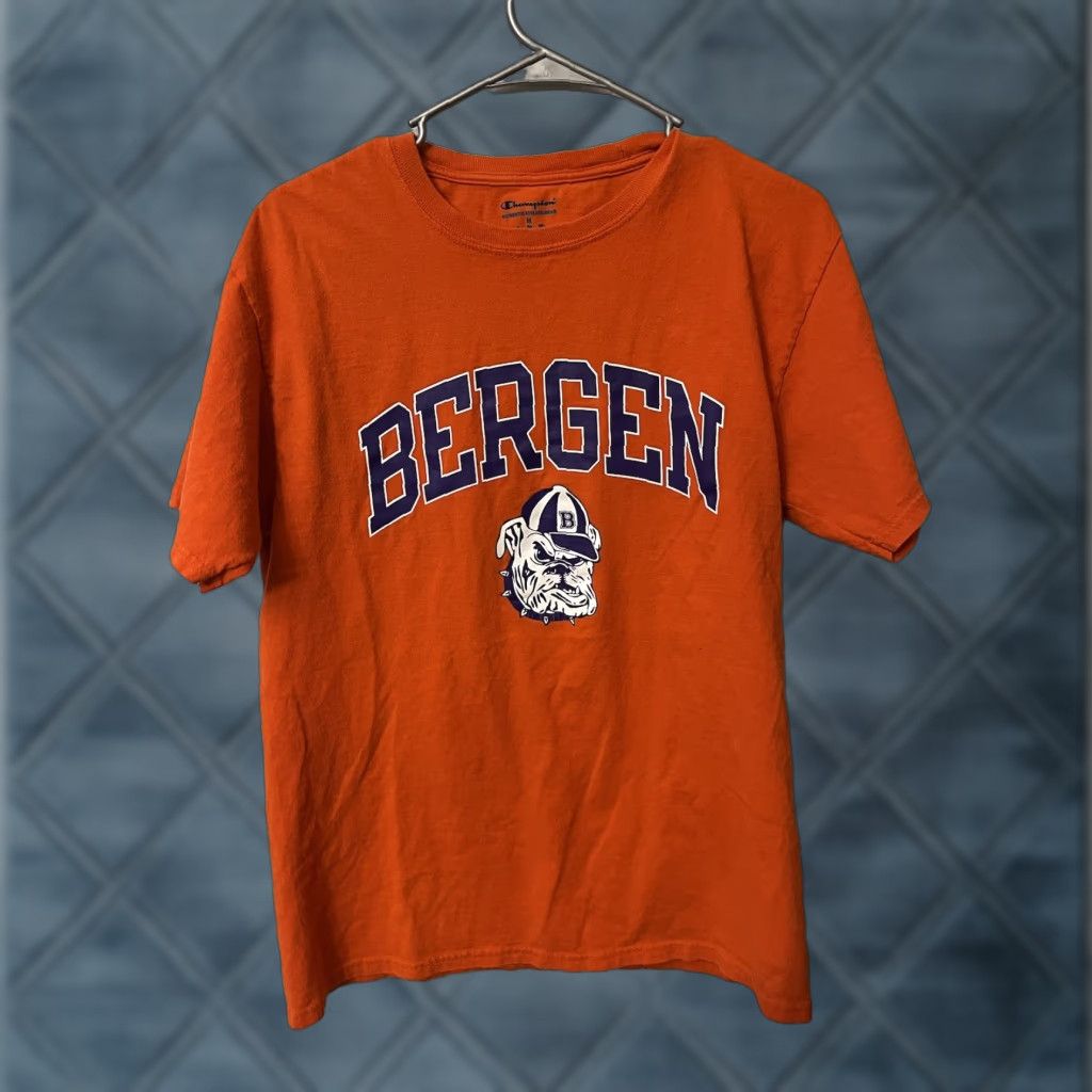 Champion Bergen College T-Shirt Men’s M Orange Bulldogs Champion Short Sleeve Crew Neck Graphic Tee Sports Logo May be Vintage Boys Mens Girls Size US M / EU 48-50 / 2 - 1 Thumbnail