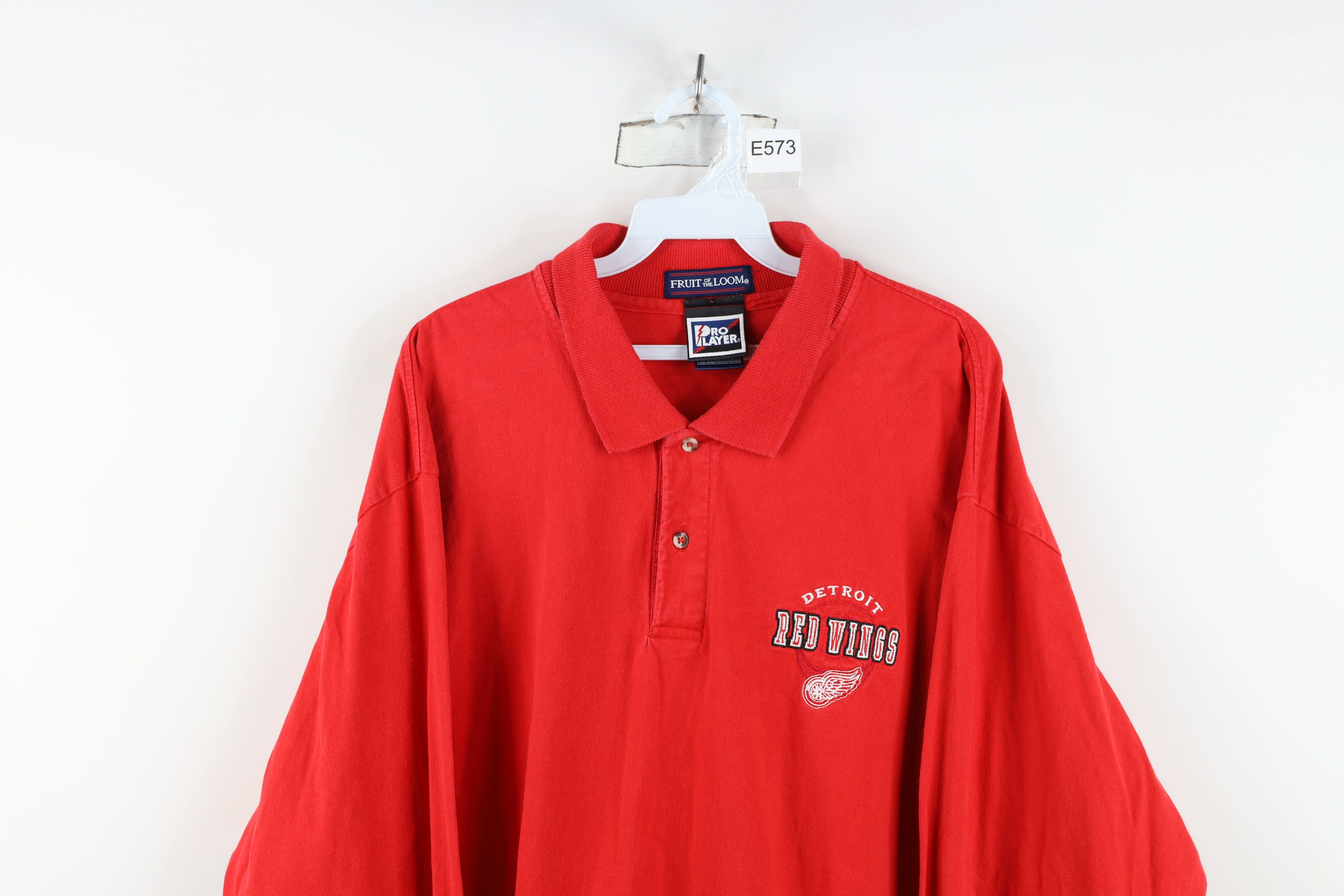 Vintage Vintage 90s Heavyweight Red Wings Hockey Long Sleeve Polo Size US XL / EU 56 / 4 - 2 Thumbnail