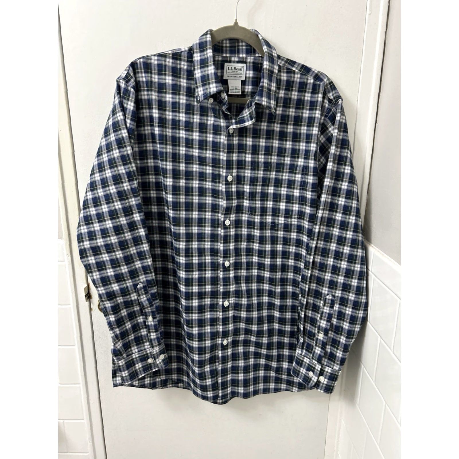Vintage L.L. Bean Kennebunk Sport Shirt Mens M Blue Oxford Button-Down Casual Workwear Plaid Cotton 100% Size US M / EU 48-50 / 2 - 2 Thumbnail