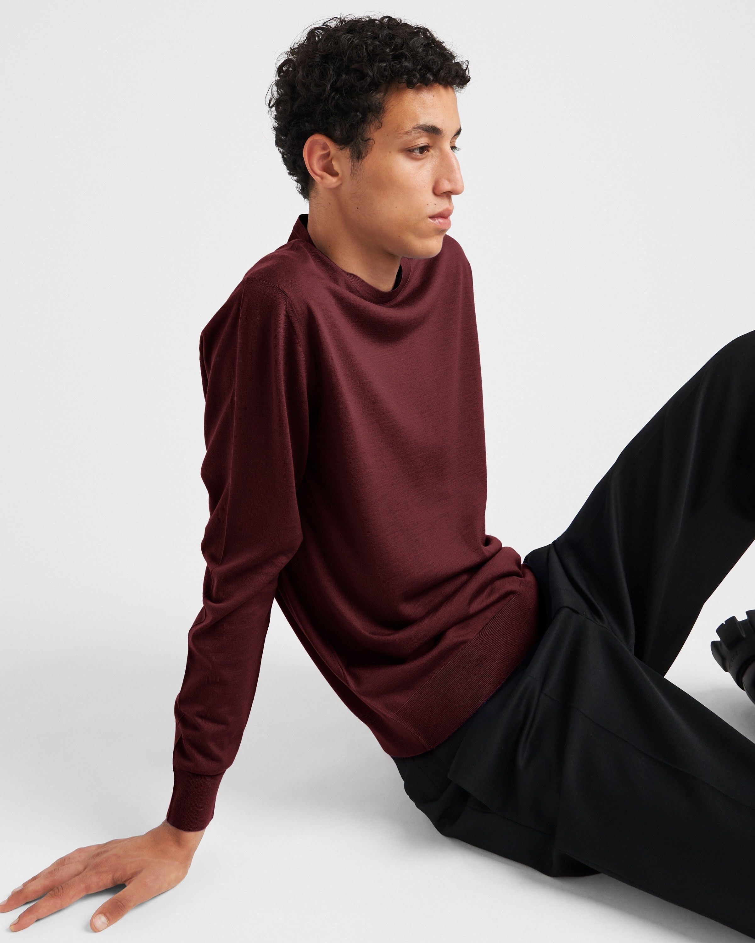 Prada o1bcso1str1025 Superfine Wool Sweater in Burgundy Size US L / EU 52-54 / 3 - 2 Thumbnail