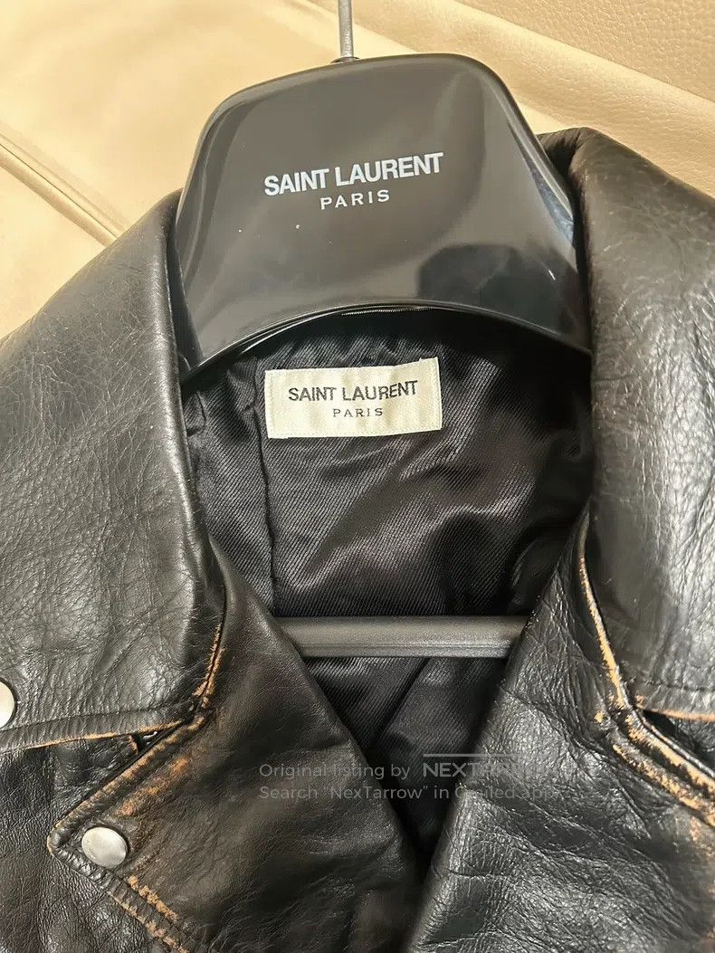 Saint Laurent Paris Saint Laurent Paris Distressed Vintage Biker Leather Jacke Size US M / EU 48-50 / 2 - 3 Thumbnail