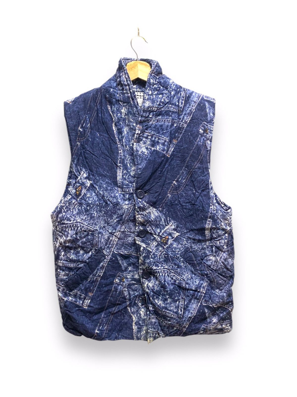 Blue Blue Japan × Japanese Brand Half Time Fullprint Jeans Vest Jacket Size US M / EU 48-50 / 2 - 1 Thumbnail