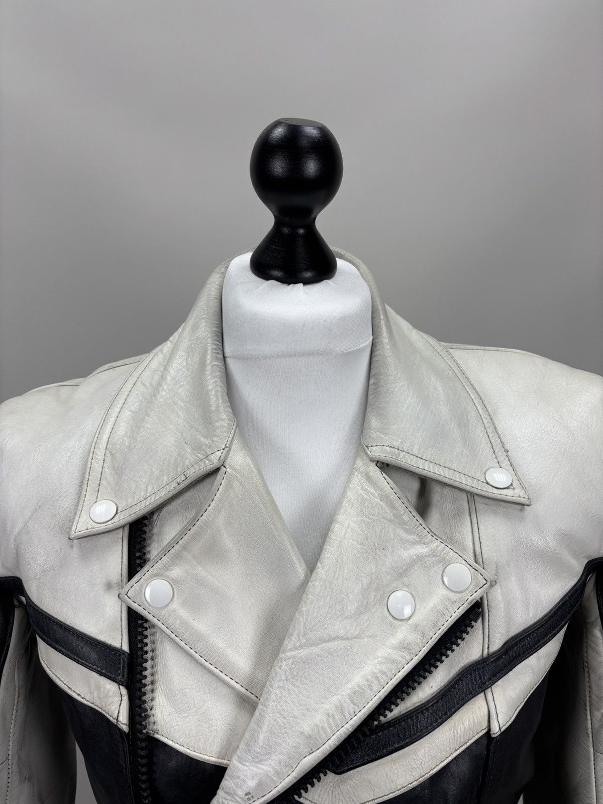 Other Mens leather biker jacket Higway Size 50 Color White/Black Size US M / EU 48-50 / 2 - 3 Thumbnail
