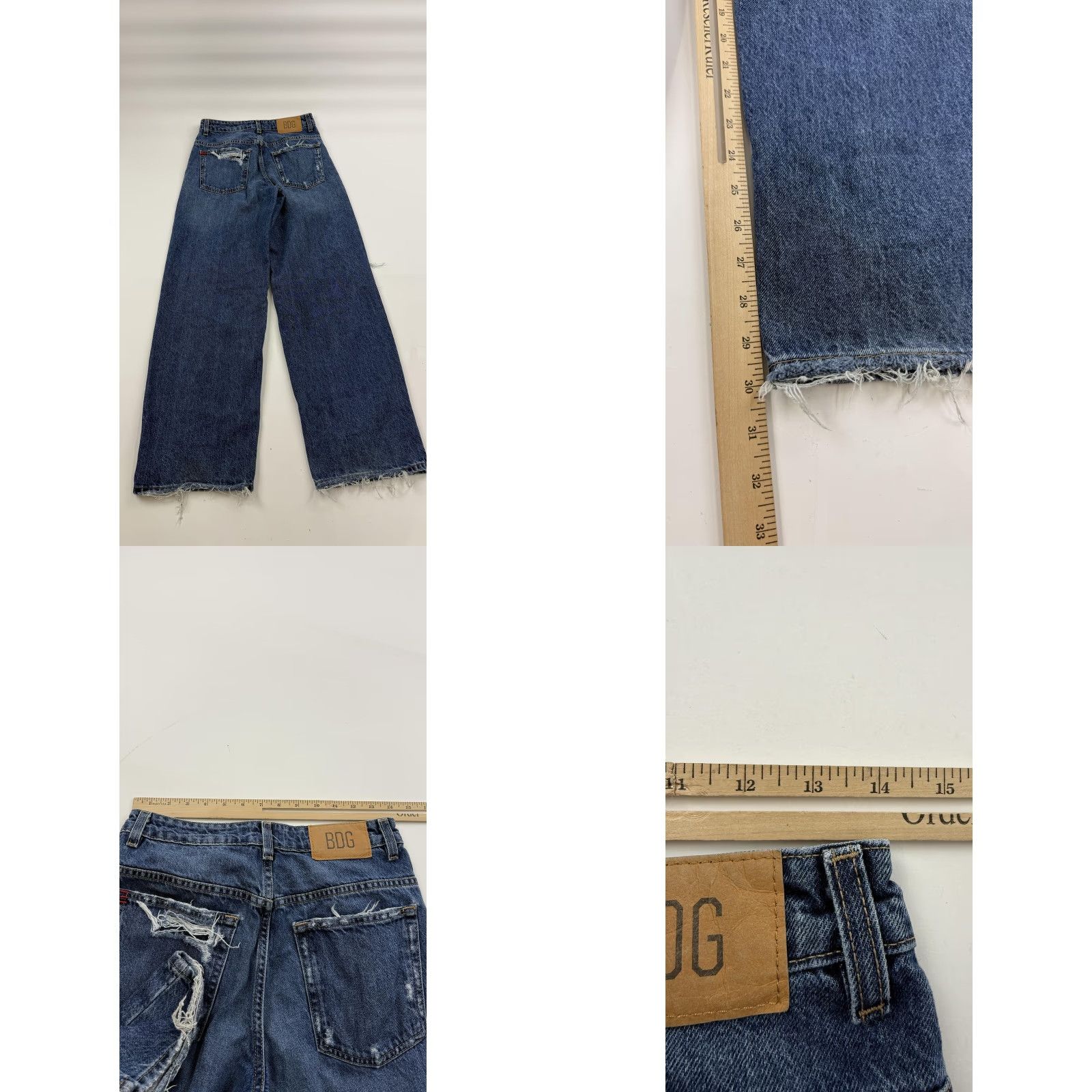 Bdg BDG Jeans Womens 26 Blue Tapered Baggy Distressed Ripped Raw Hem Medium Wash Jeans Women 26 Blue Distressed Baggy Tapered Medium Wash Size 26" / US 2 / IT 38 - 8 Thumbnail