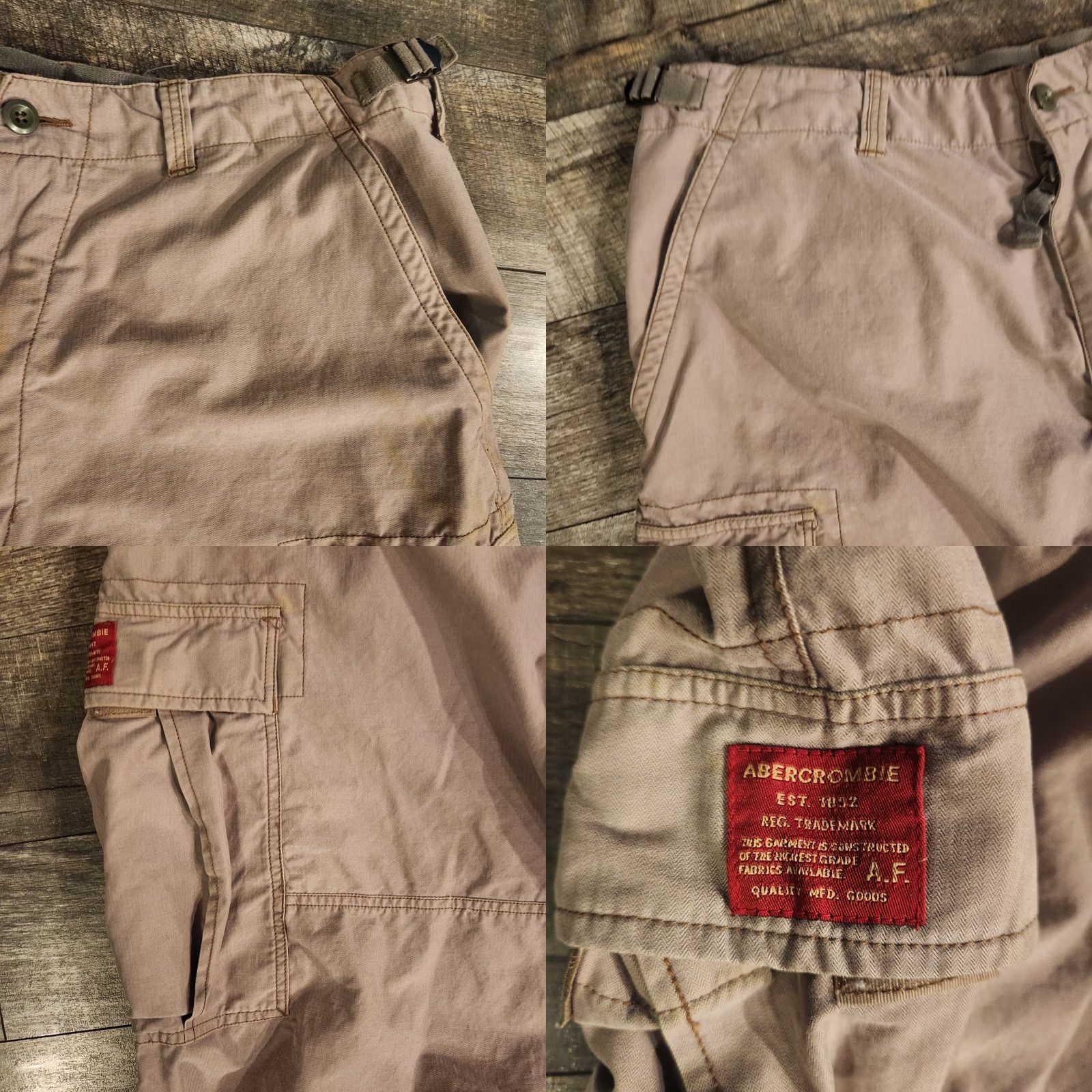Abercrombie & Fitch VINTAGE Abercrombie Fitch Pants Mens Large Tan Cargo Paratrooper Baggy Y2K Size US 33 - 8 Thumbnail