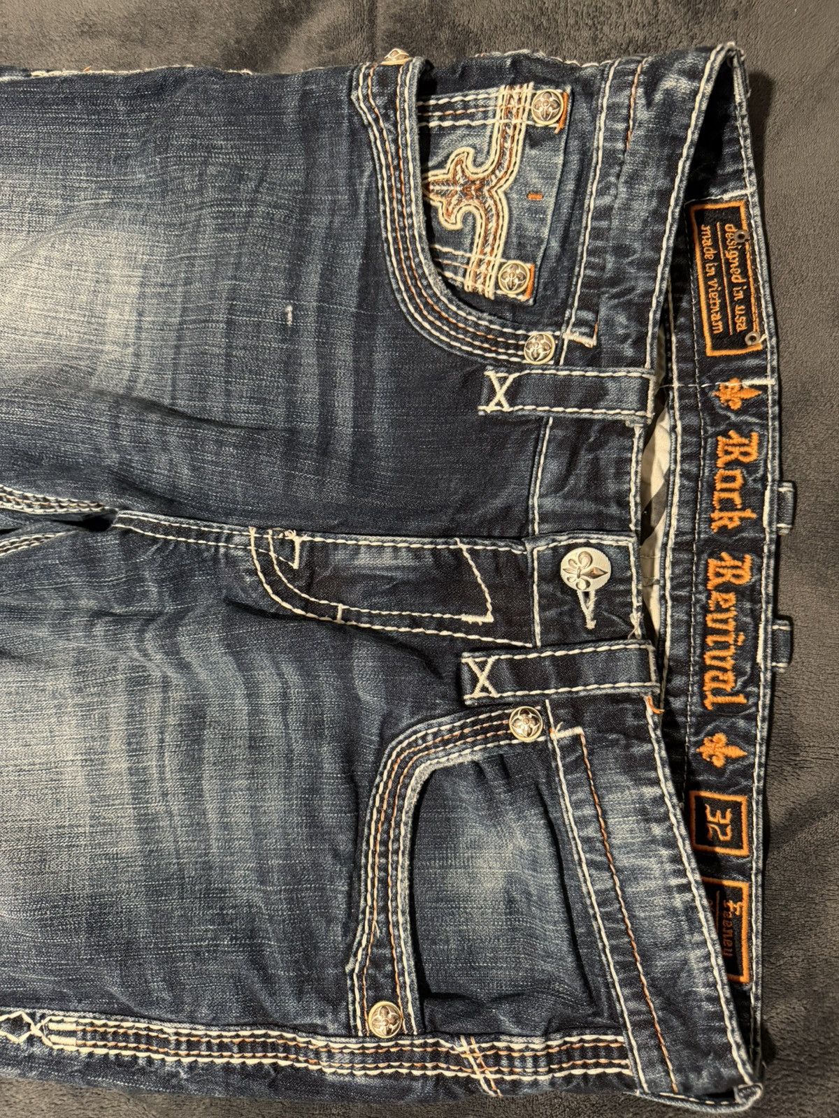 Rock Revival Rock Revival Straight Blue with White and Orange Stitching Size US 32 / EU 48 - 2 Thumbnail