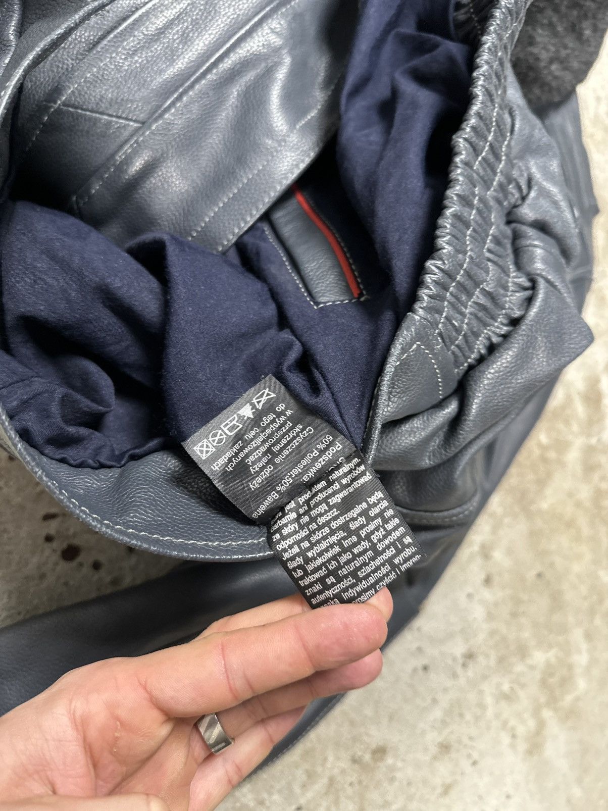 Vintage Y2K A2 Type Grey Leather Bomber Flyers Jacket