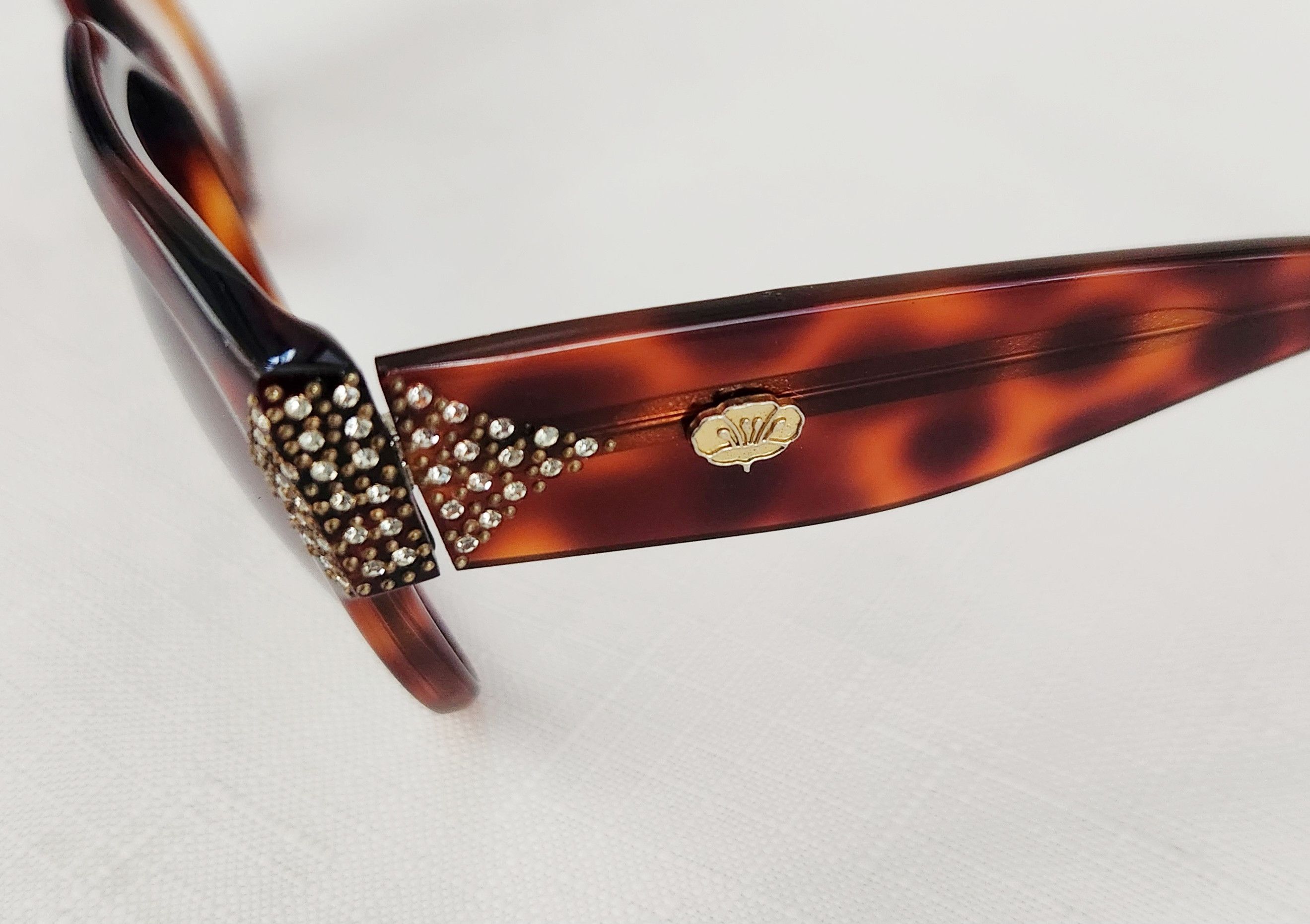 Designer × Vintage Stendhal Vintage Sunglasses Tortoise shell with Rhinestones Size ONE SIZE - 3 Thumbnail