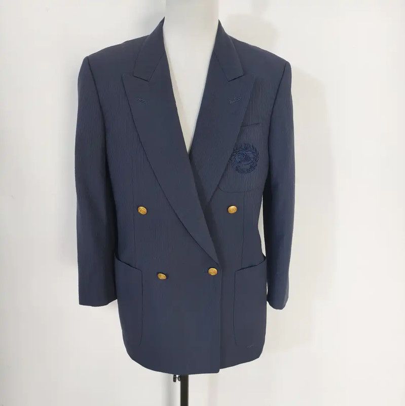 Burberry Burberry Navy Wool Double-Breasted Jacket Size US M / EU 48-50 / 2 - 1 Thumbnail