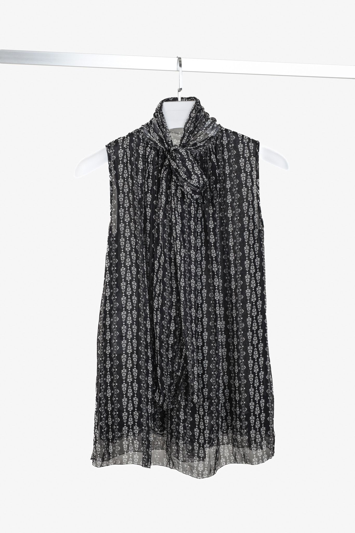 Dolce & Gabbana Dolce & Gabbana Black Floral Stripe Silk Blouse Size M / US 6-8 / IT 42-44 - 1 Thumbnail