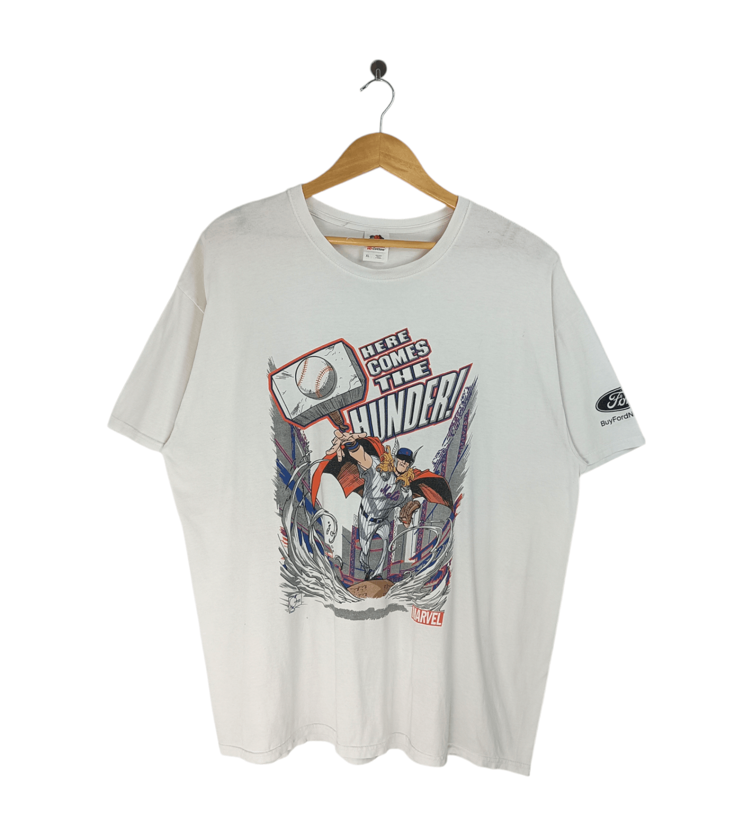 VINTAGE MARVEL X FORD X NEW YORK NETS PROMO TEE thor mlb