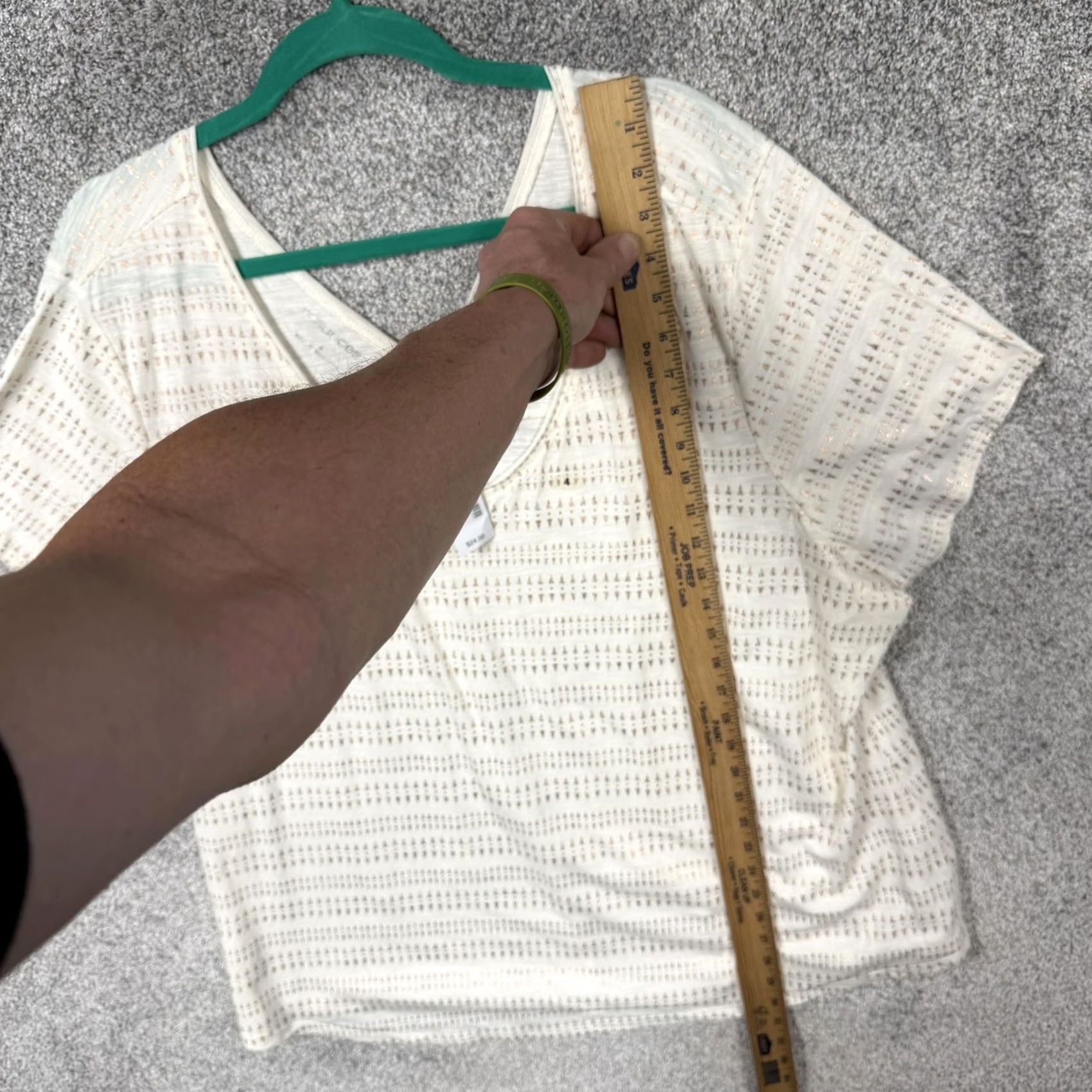 Vintage Maurices Tunic T-Shirt 4X Plus White Gold Geometric Glitter V-Neck Short Sleeve Jersey Casual Boho Summer ladies Mens Womens Girls Size XXL / US 16-18 / IT 52-54 - 2 Thumbnail