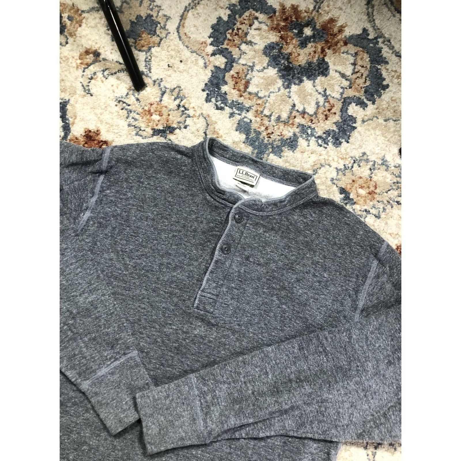 Vintage L.L.Bean Henley Shirt Mens Medium Gray Long Sleeve Thermal Tee Soft Knit Size US M / EU 48-50 / 2 - 6 Thumbnail