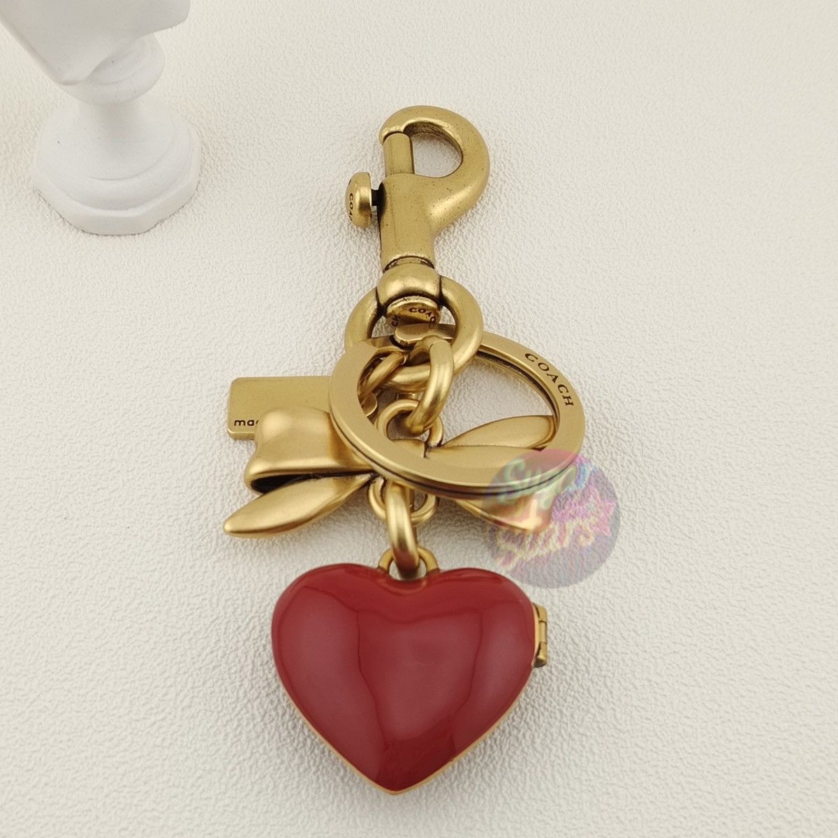 Coach Coach Bow Heart Locket Bag Charm Keychain Size ONE SIZE - 3 Thumbnail