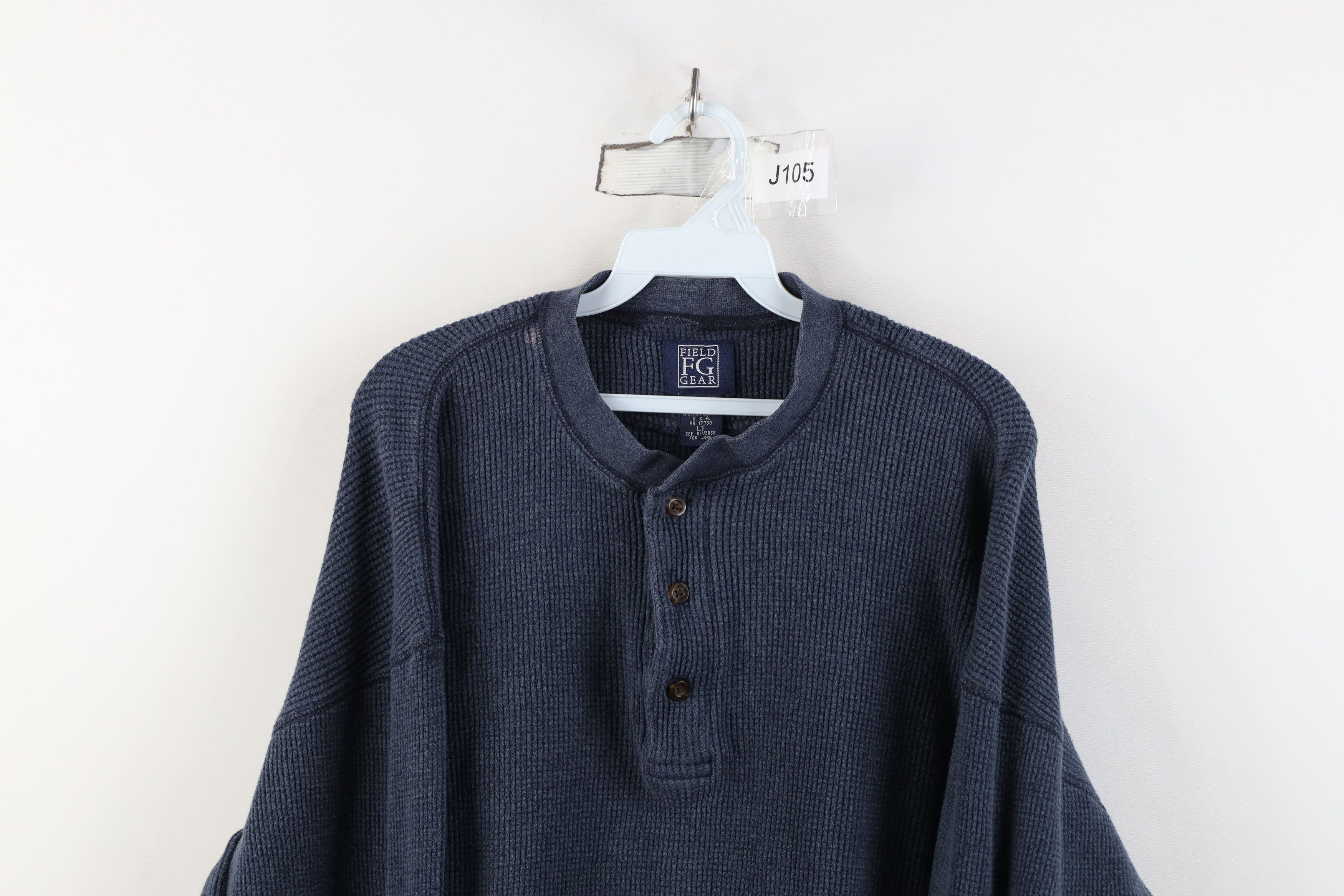 Vintage Vintage 90s Y2K Streetwear Knit Henley T-Shirt Blue USA Size US L / EU 52-54 / 3 - 2 Thumbnail
