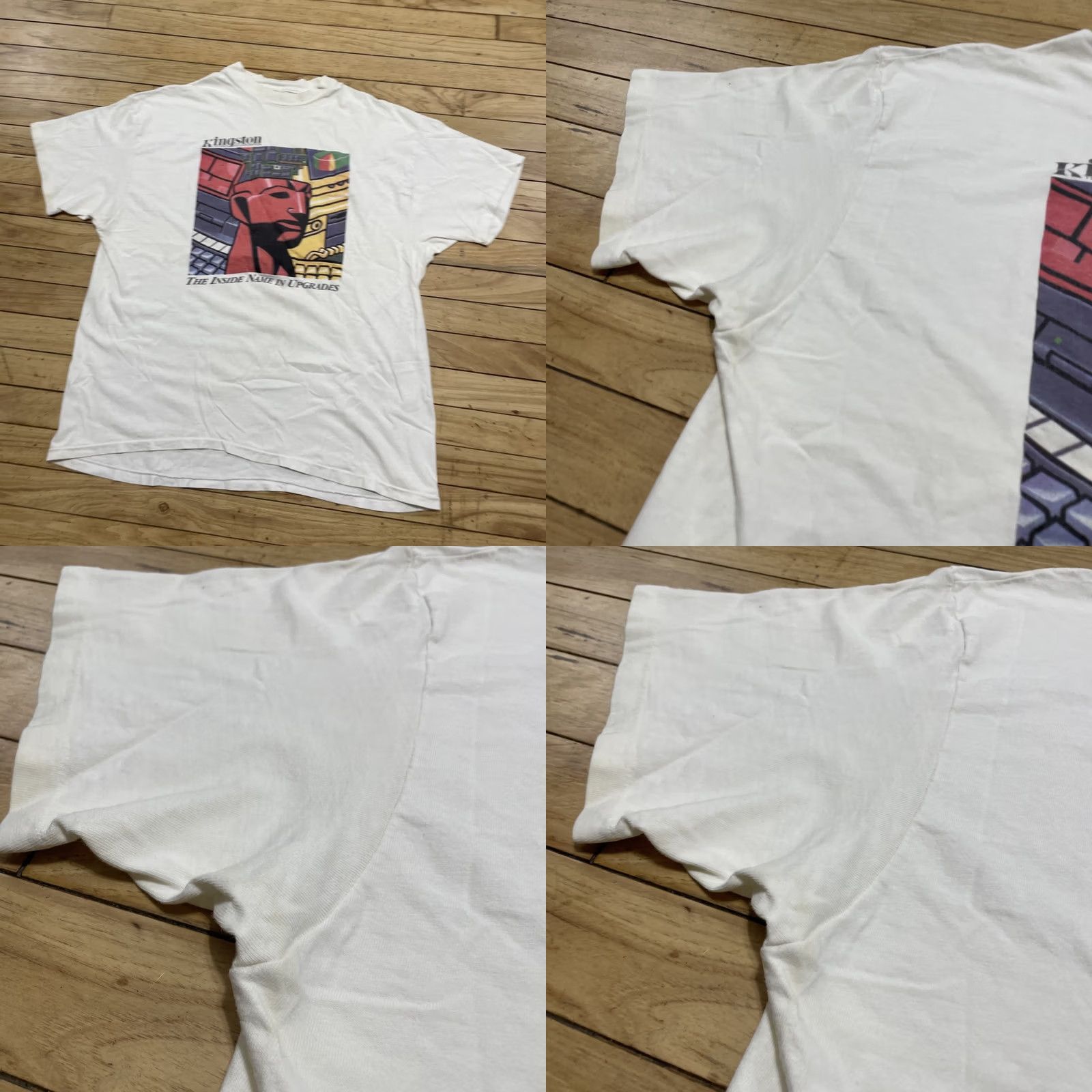 Hanes VINTAGE Kingston Technology Corp Memory White T-Shirt Men L 90s Single Stitch Graphic Print Hanes Mens Size US L / EU 52-54 / 3 - 9 Thumbnail