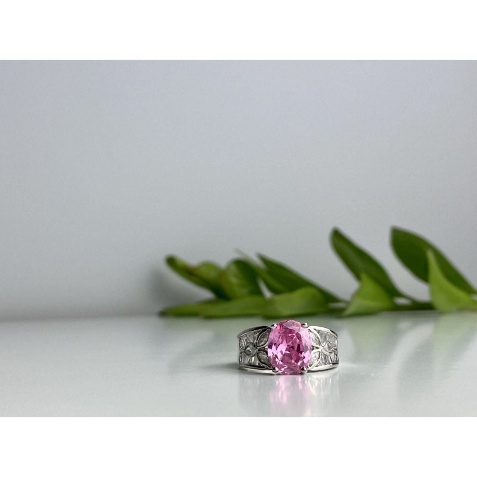 Jewelry 925 STERLING SILVER PINK & WHITE CZ RING SIZE 8 Size ONE SIZE - 4 Thumbnail