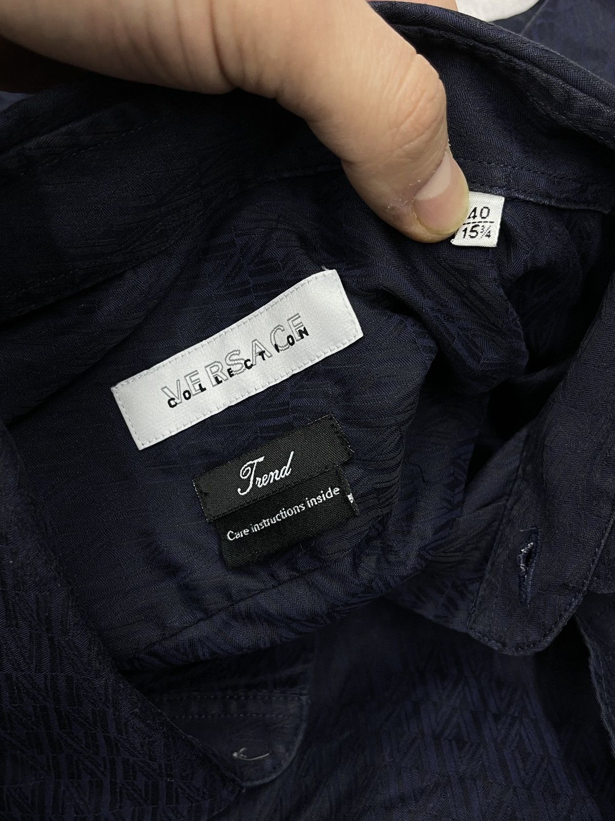 Versace × Versace Jeans Couture × Vintage Mens Versace Collection Navy Shirt Monogram Y2K Luxury Size US M / EU 48-50 / 2 - 9 Thumbnail