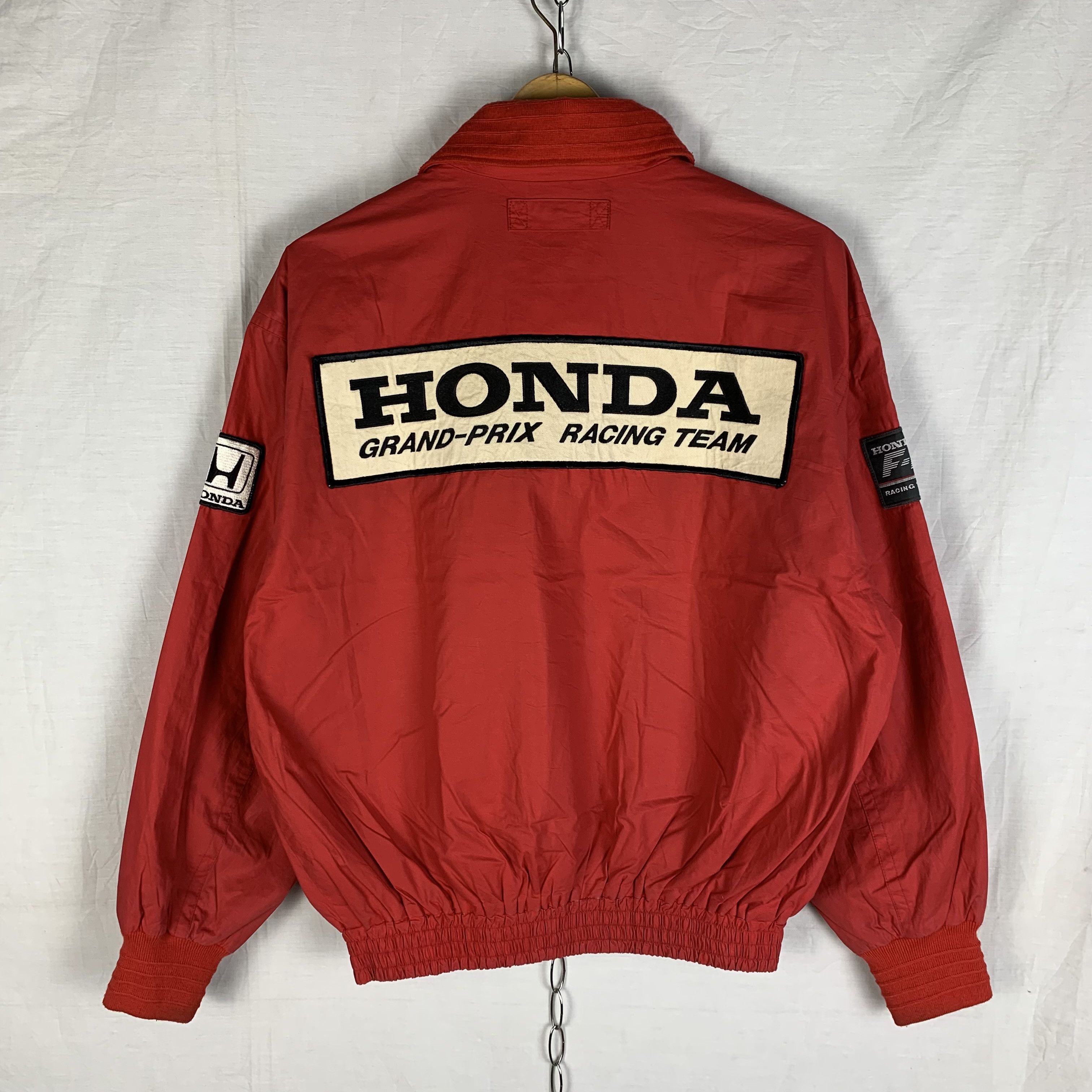 image of Vintage Honda Formula 1 Grand Prix Racing Team Jacket in Red, Men's (Size Medium)