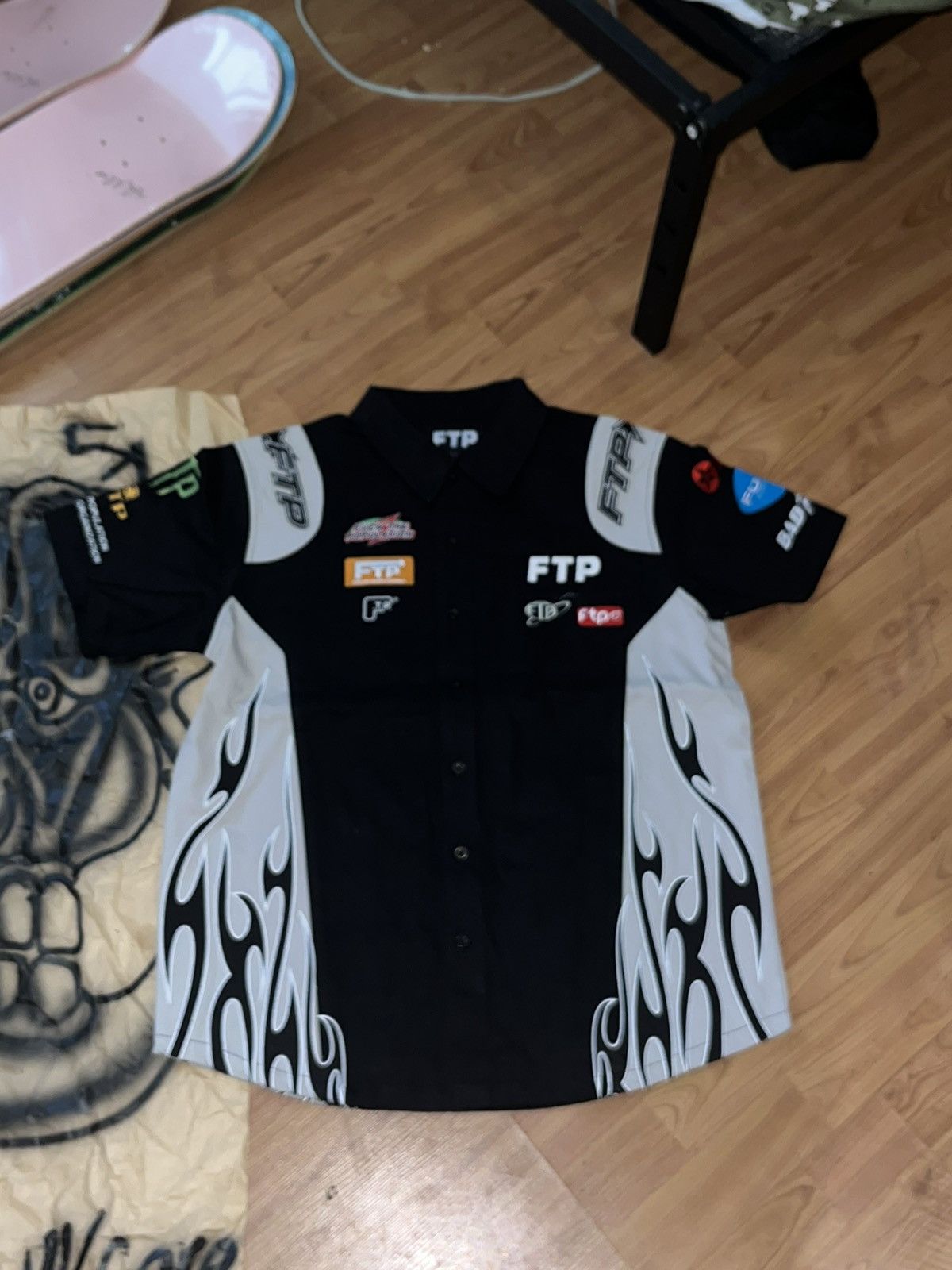 Fuck The Population FTP BLACK RACEWAY PIT CREW BUTTON UP RACING SHIRT Size US L / EU 52-54 / 3 - 1 Thumbnail