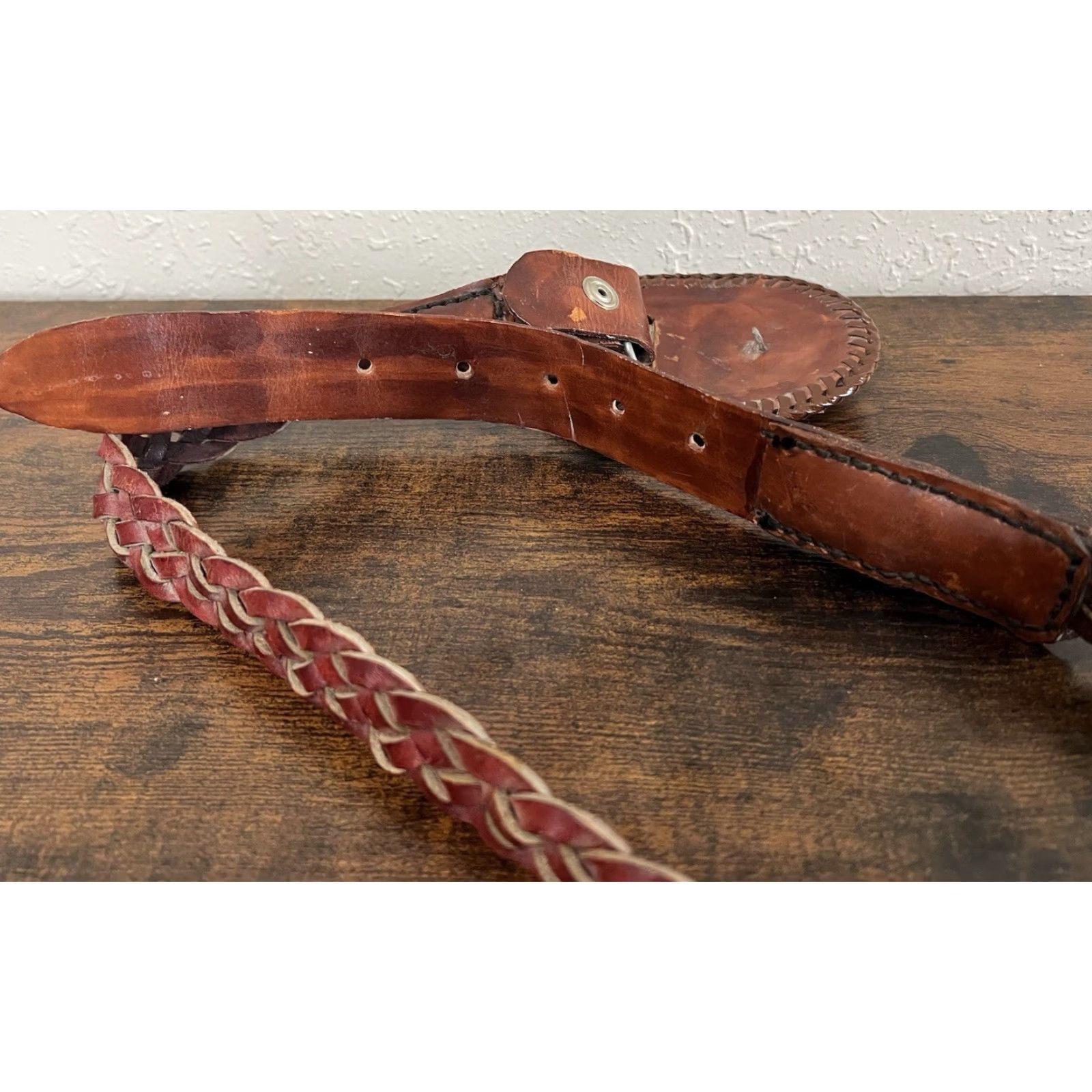 Vintage VINTAGE Leather Deer Belt Buckle Braided Unbranded Belt 43.75 inches Animal Mens Size ONE SIZE - 7 Thumbnail