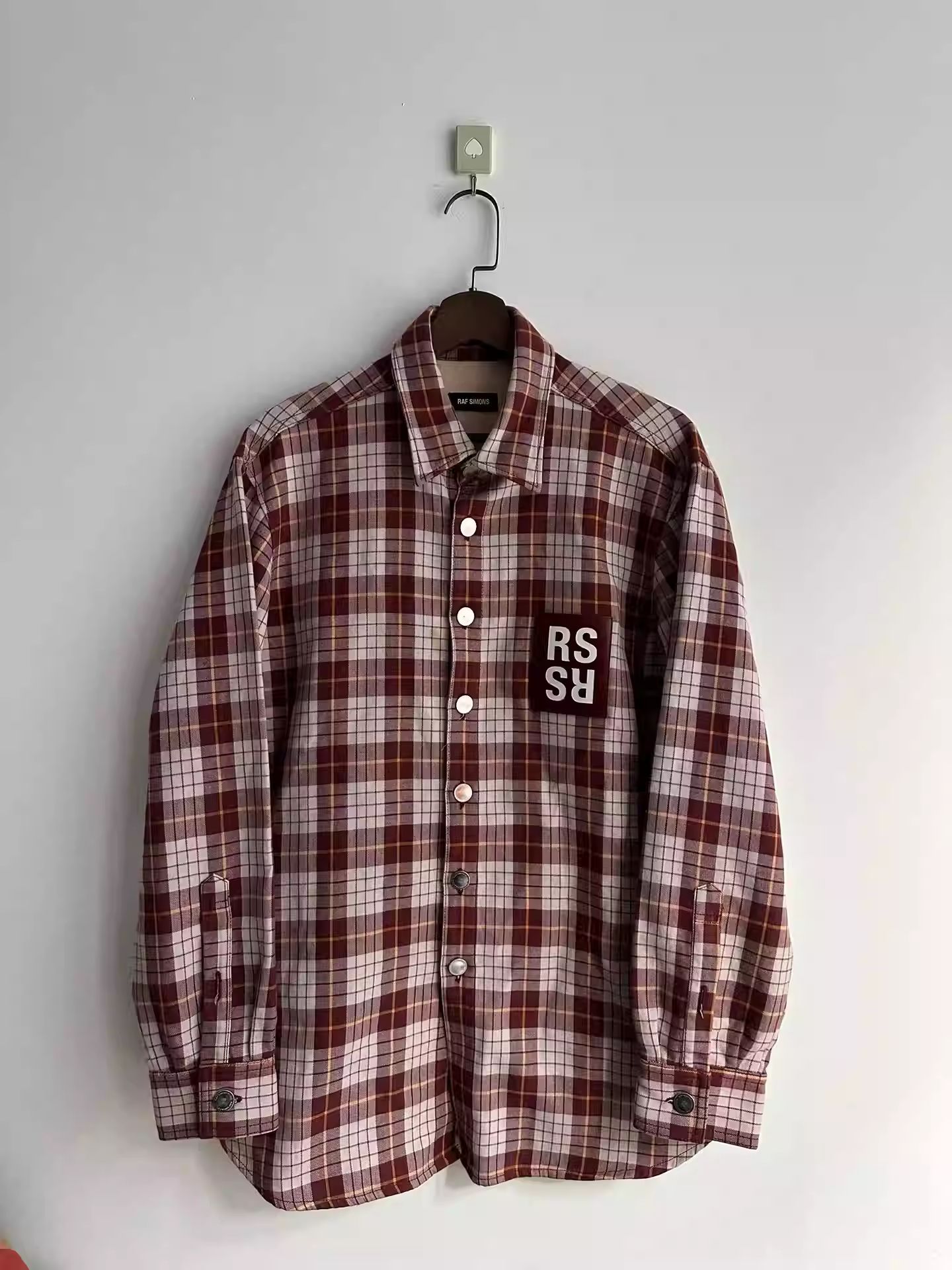 Pre-owned Raf Simons 18ss Plaid Appliqué Shirt In Red
