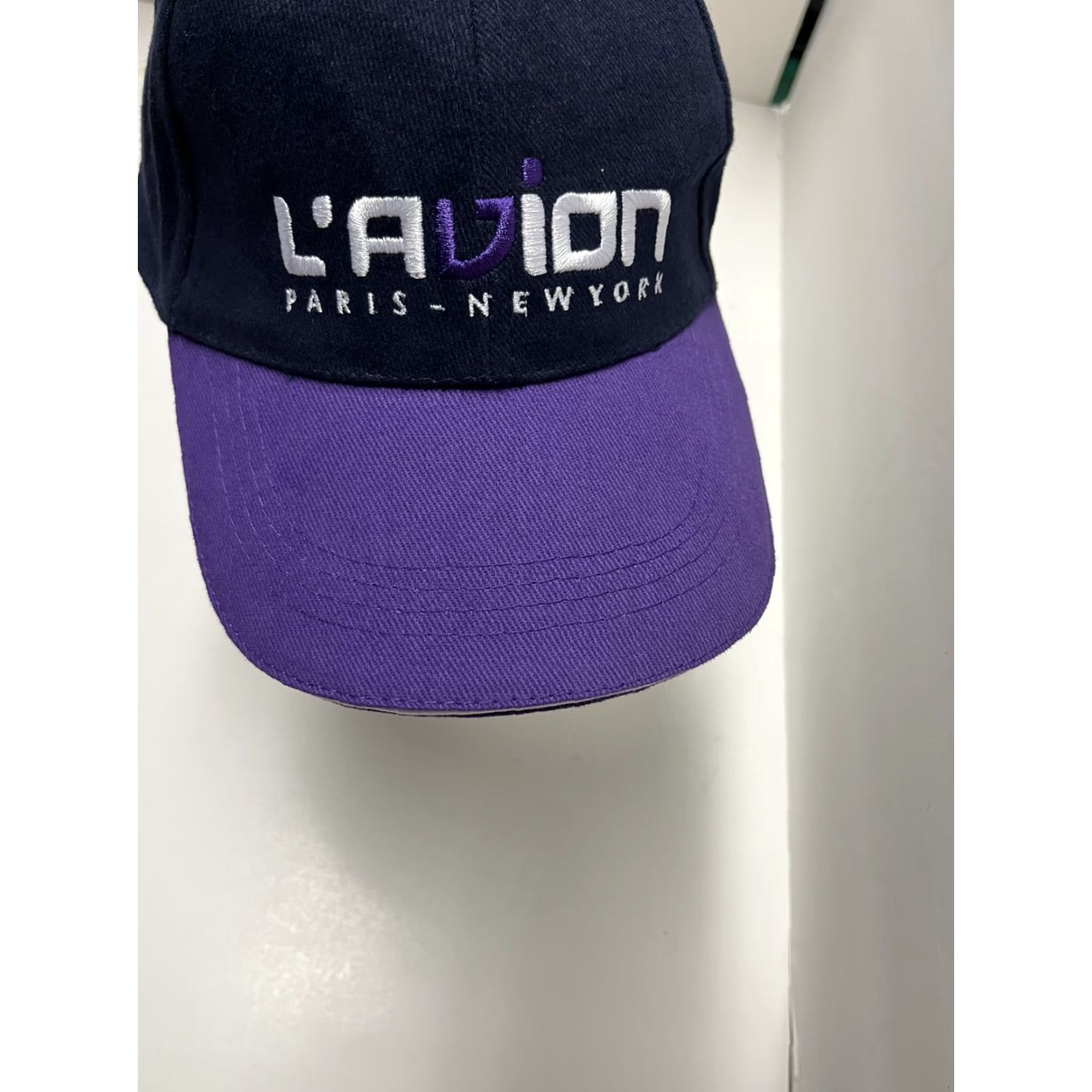 Vintage L'Avion Lavion Hat Cap Airline Aviation Purple Navy Baseball Cap Men One Size Adjustable Blue Transportation Travel Workwear Varsity Mens Size ONE SIZE - 5 Thumbnail