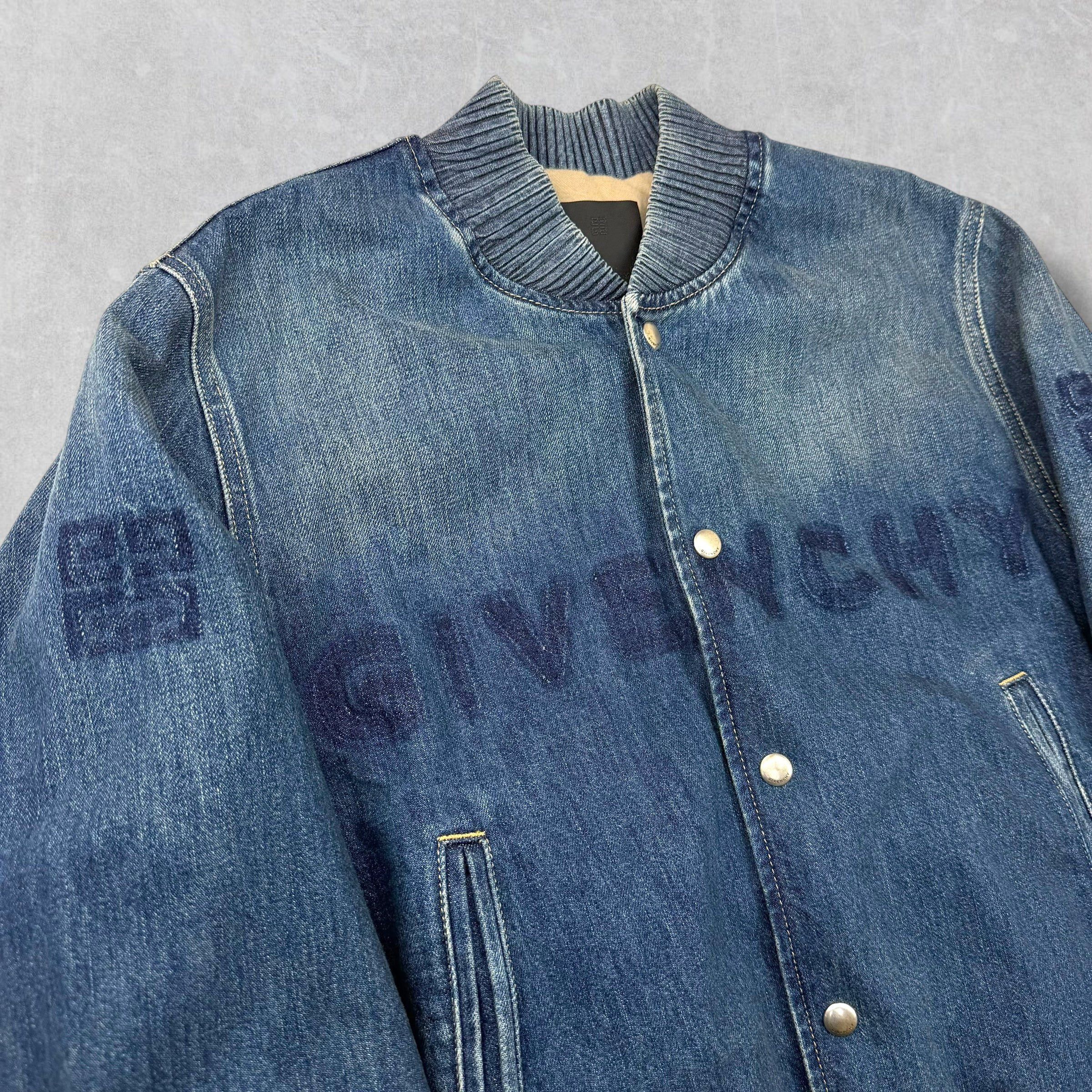Givenchy Givenchy Logo Denim Bomber Jacket L Size US L / EU 52-54 / 3 - 2 Thumbnail