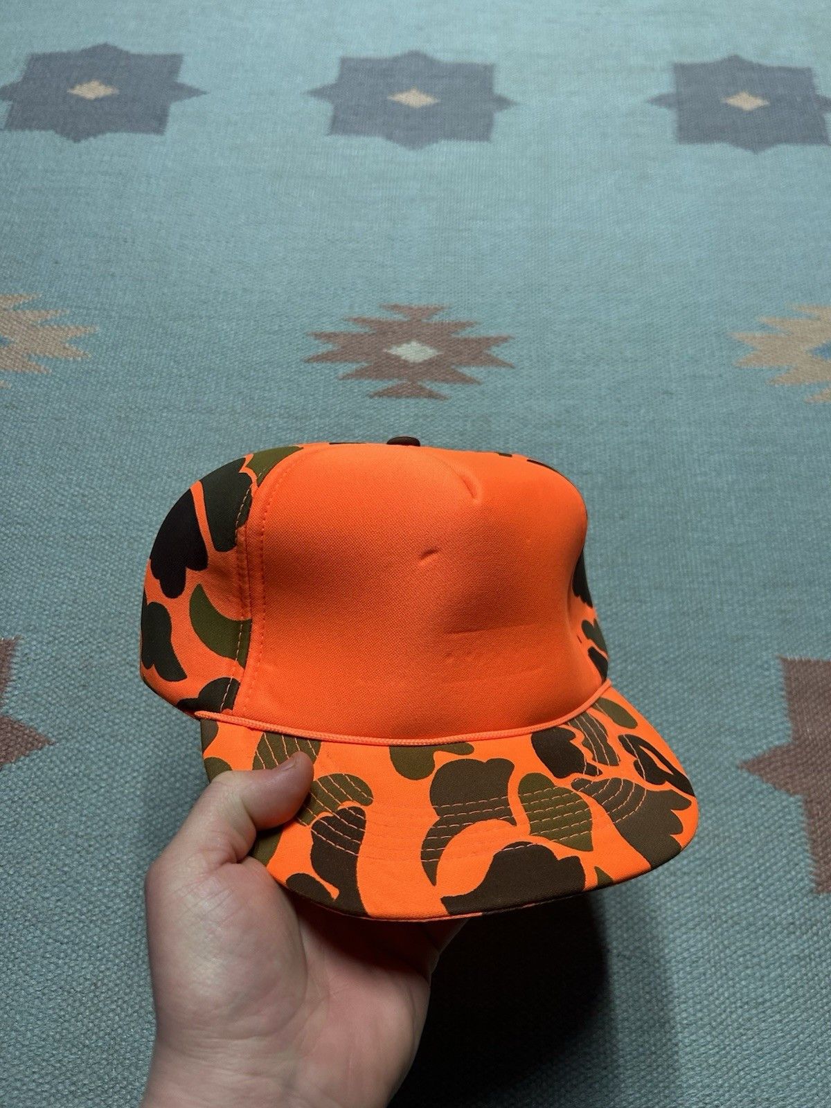 Vintage Vtg SnapBack hat blaze orange camo hunting camouflag trucker Size ONE SIZE - 1 Thumbnail