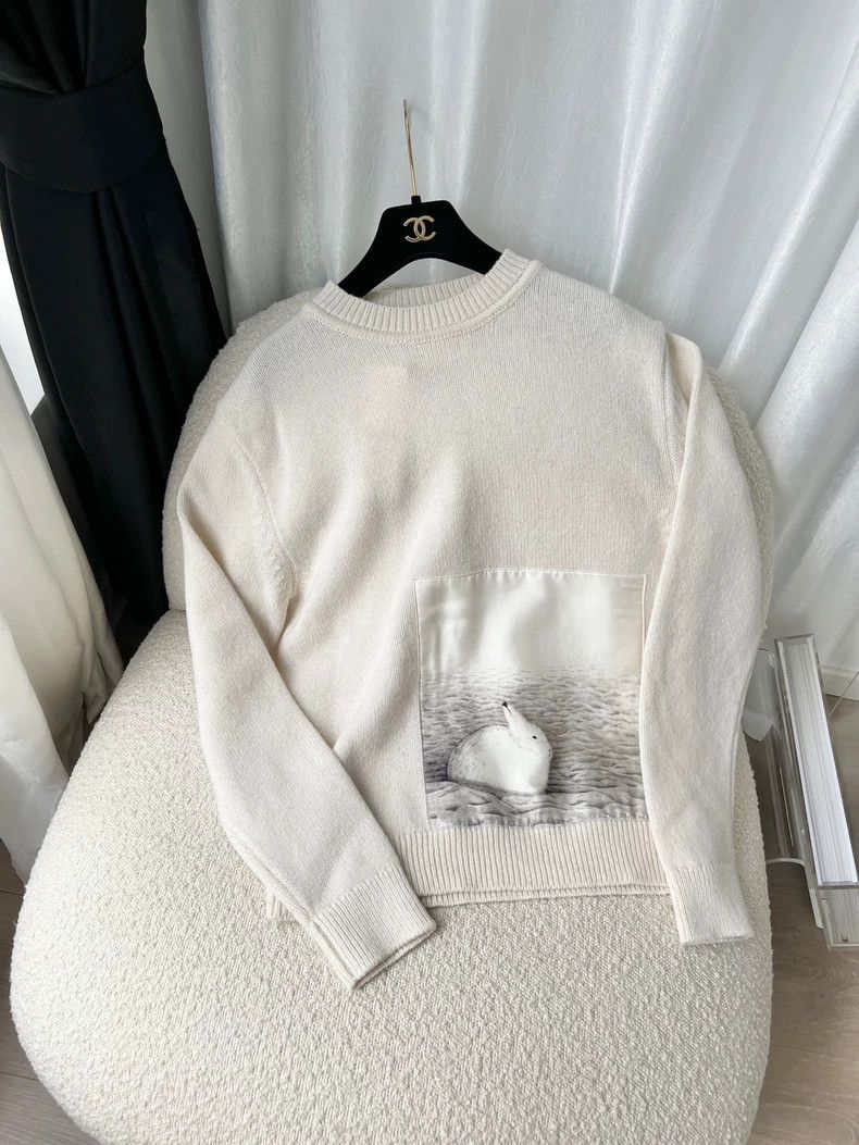 Jil Sander Jil Sander Milk-white rabbit wool round-neck knitted sweat Size S / US 4 / IT 40 - 4 Thumbnail