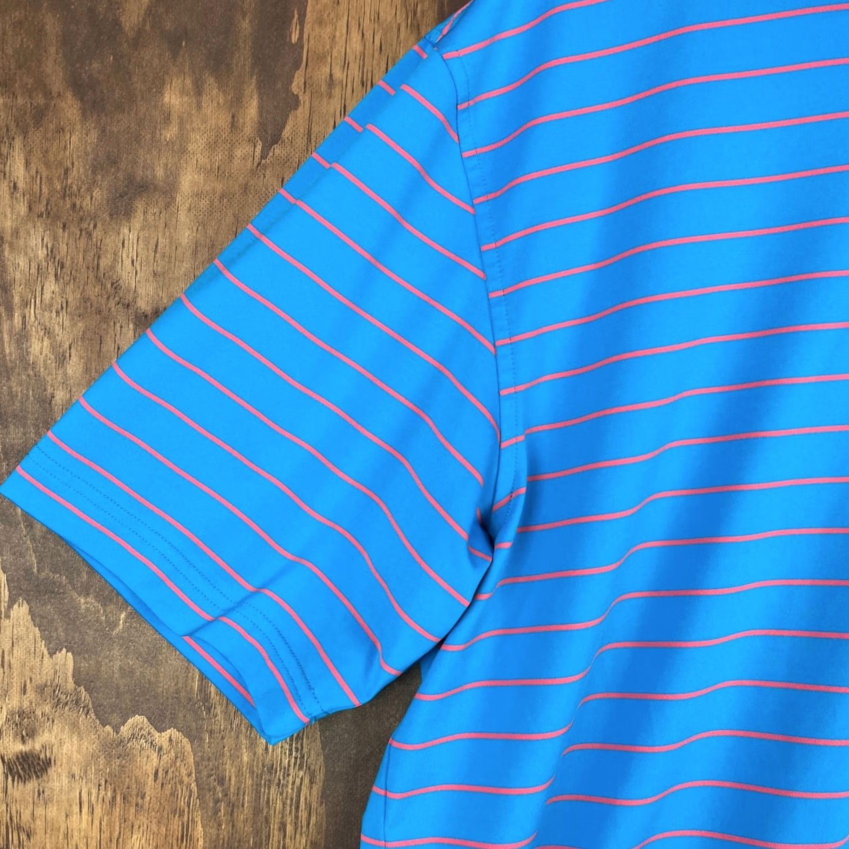 Peter Millar Peter Millar Blue Pink Stripe E4 Performance Stretch Short Sleeve Polo - Men’s Size US L / EU 52-54 / 3 - 3 Thumbnail