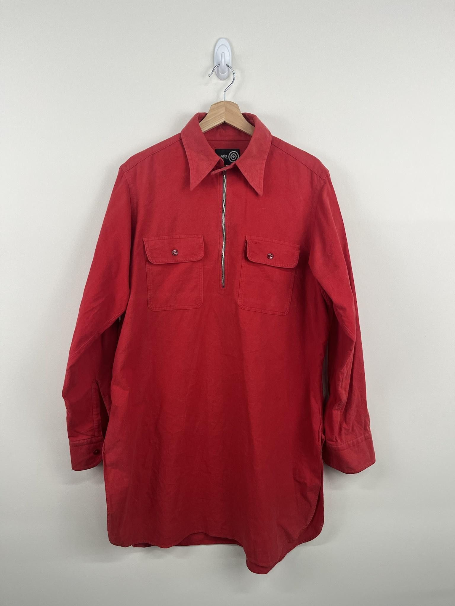 image of South 2 West 8 Quarter Zip Long Cut Flannel in Red, Men's (Size Medium)
