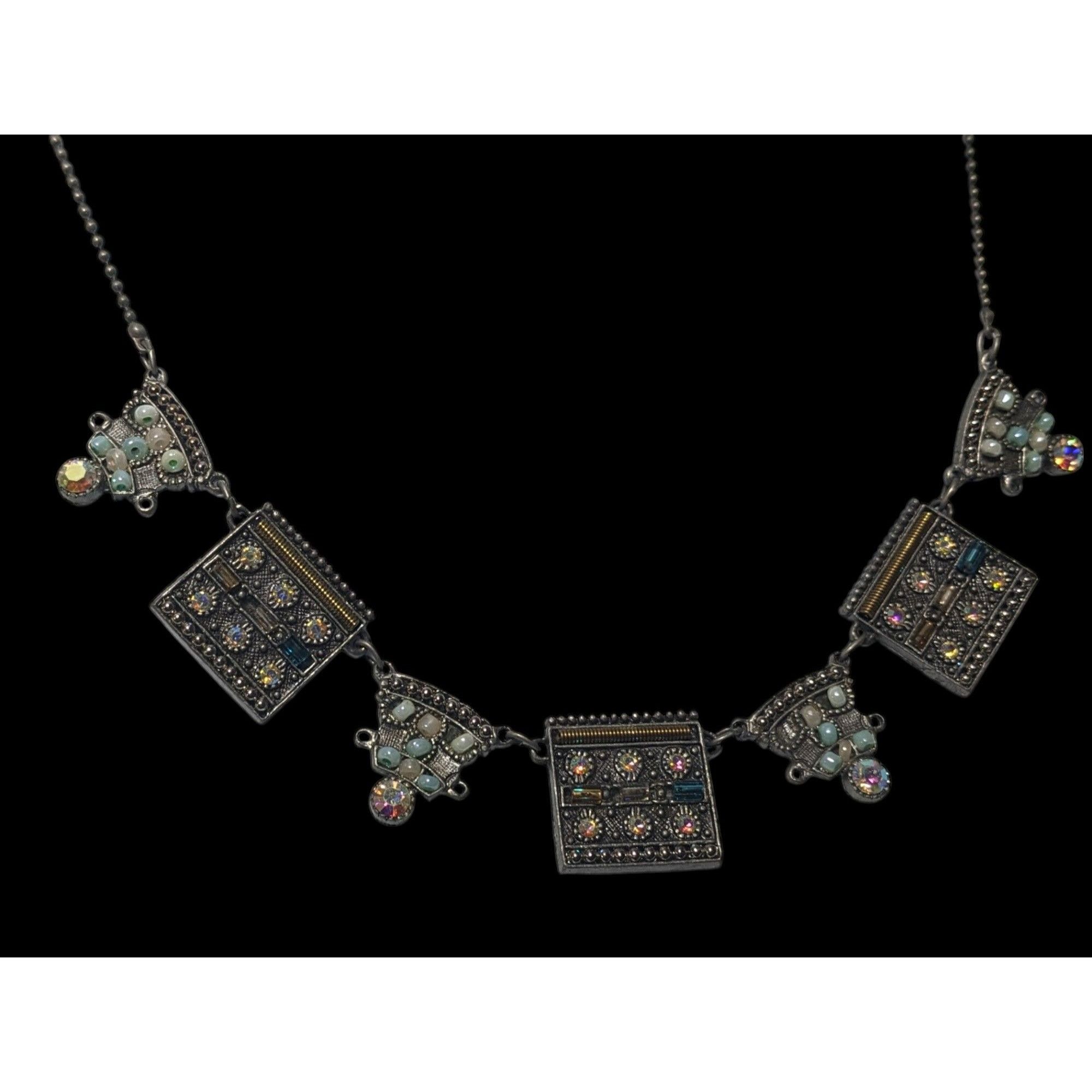 Other Vintage Art Deco Silver Tone Rhinestone Beaded Necklace Size ONE SIZE - 6 Thumbnail
