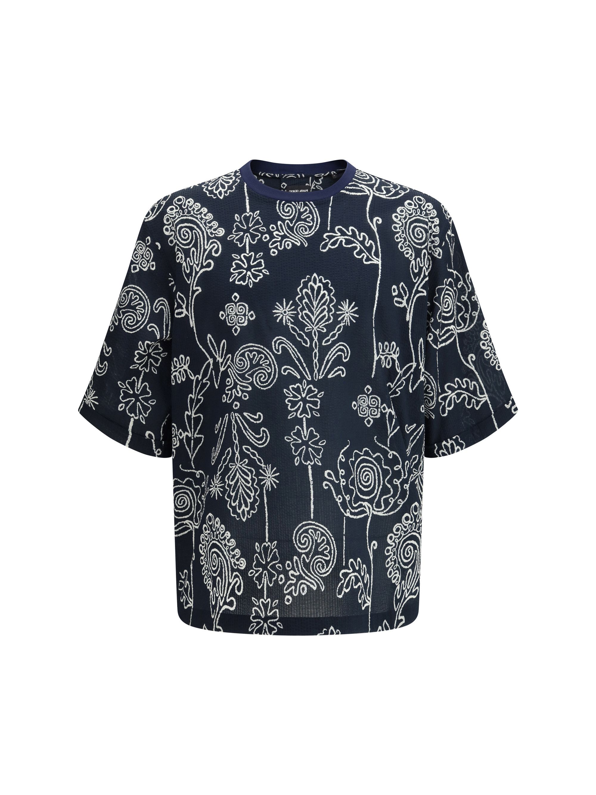 Giorgio Armani Cotton T shirt with all over pattern Size US S / EU 44-46 / 1 - 1 Thumbnail