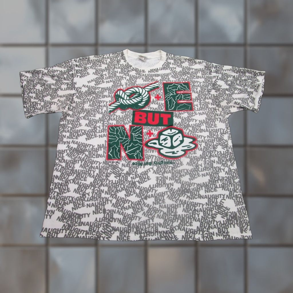 Asics VINTAGE Christmas Shirt Basics Mens XL Gray All Over 90s X-mas Naughty Nice Holidays Ugly Size US XL / EU 56 / 4 - 1 Thumbnail